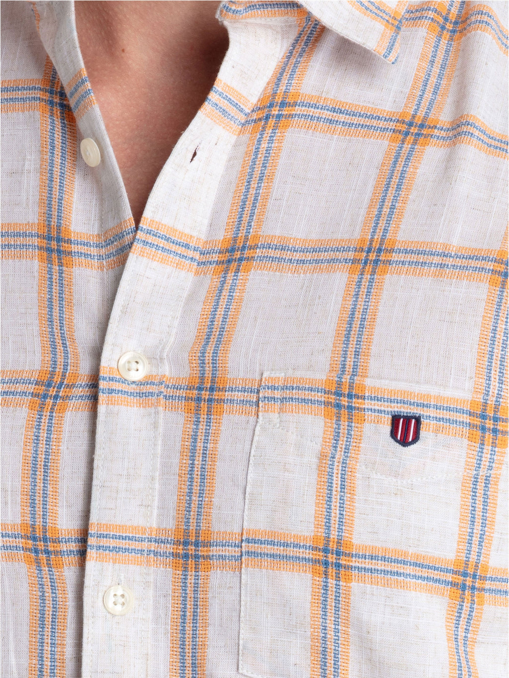 Orange Checked Casual Shirt