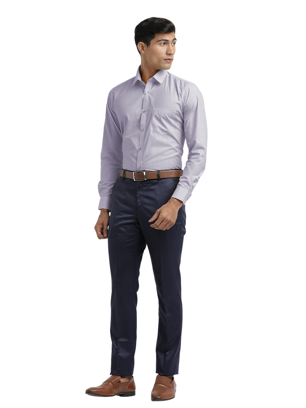 Lavender Poly Cotton Solid Shirt