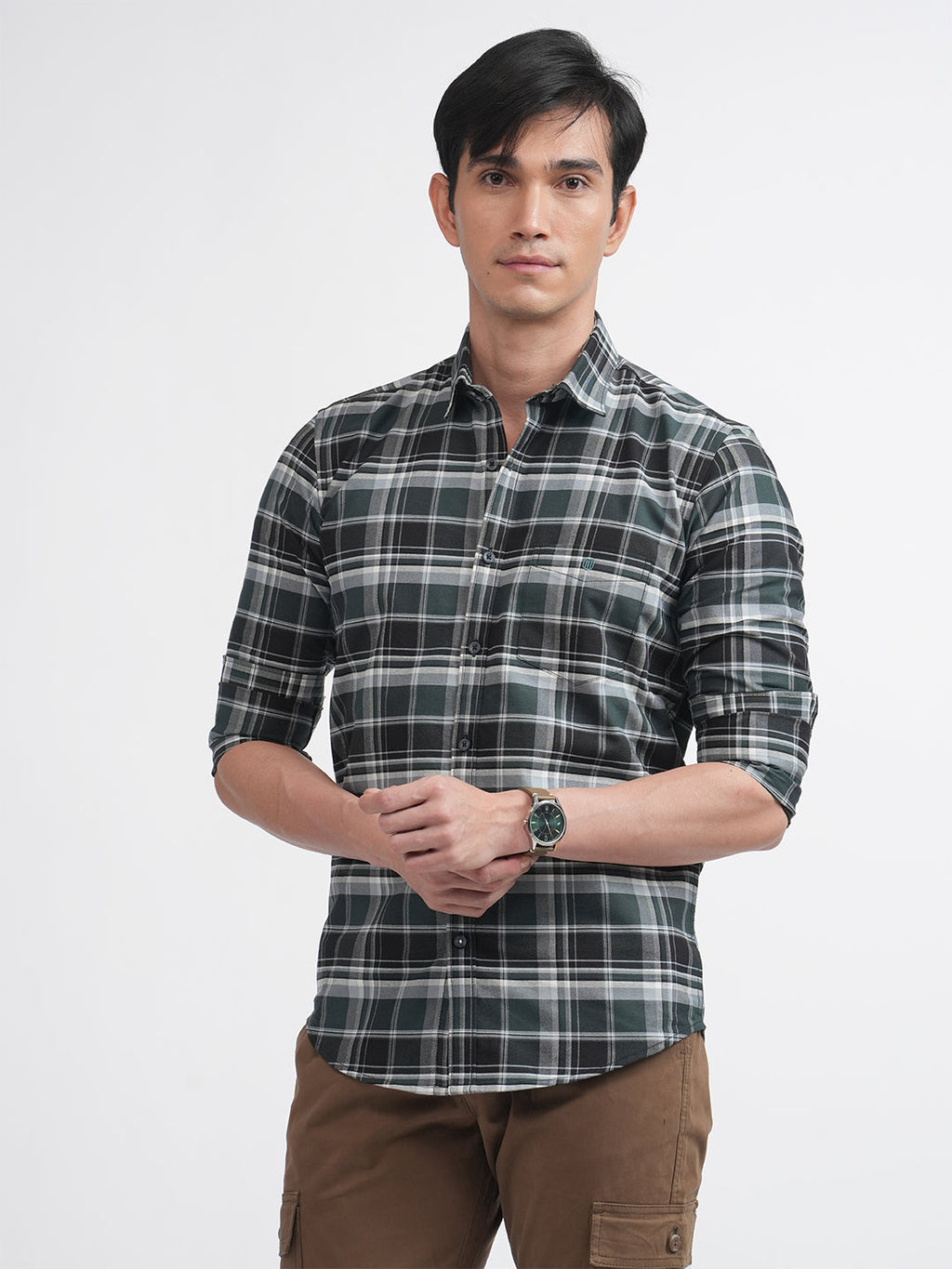 Emerald Green Matt Oxford Checked Shirt