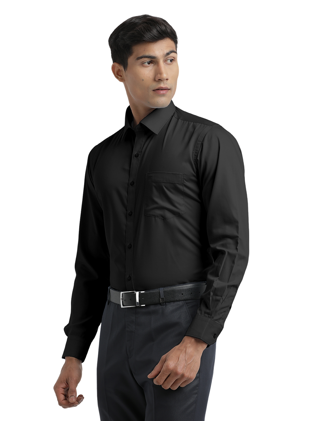 Black Twill Wrinkle Free Solid Shirt
