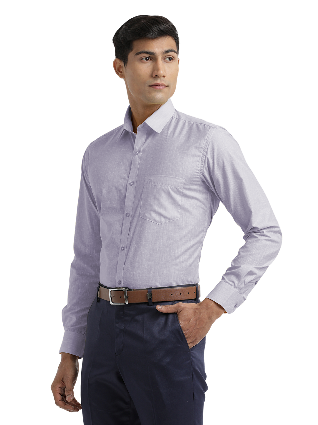 Lavender Poly Cotton Solid Shirt