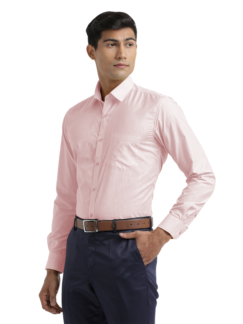 Baby Pink Poly Cotton Solid Shirt