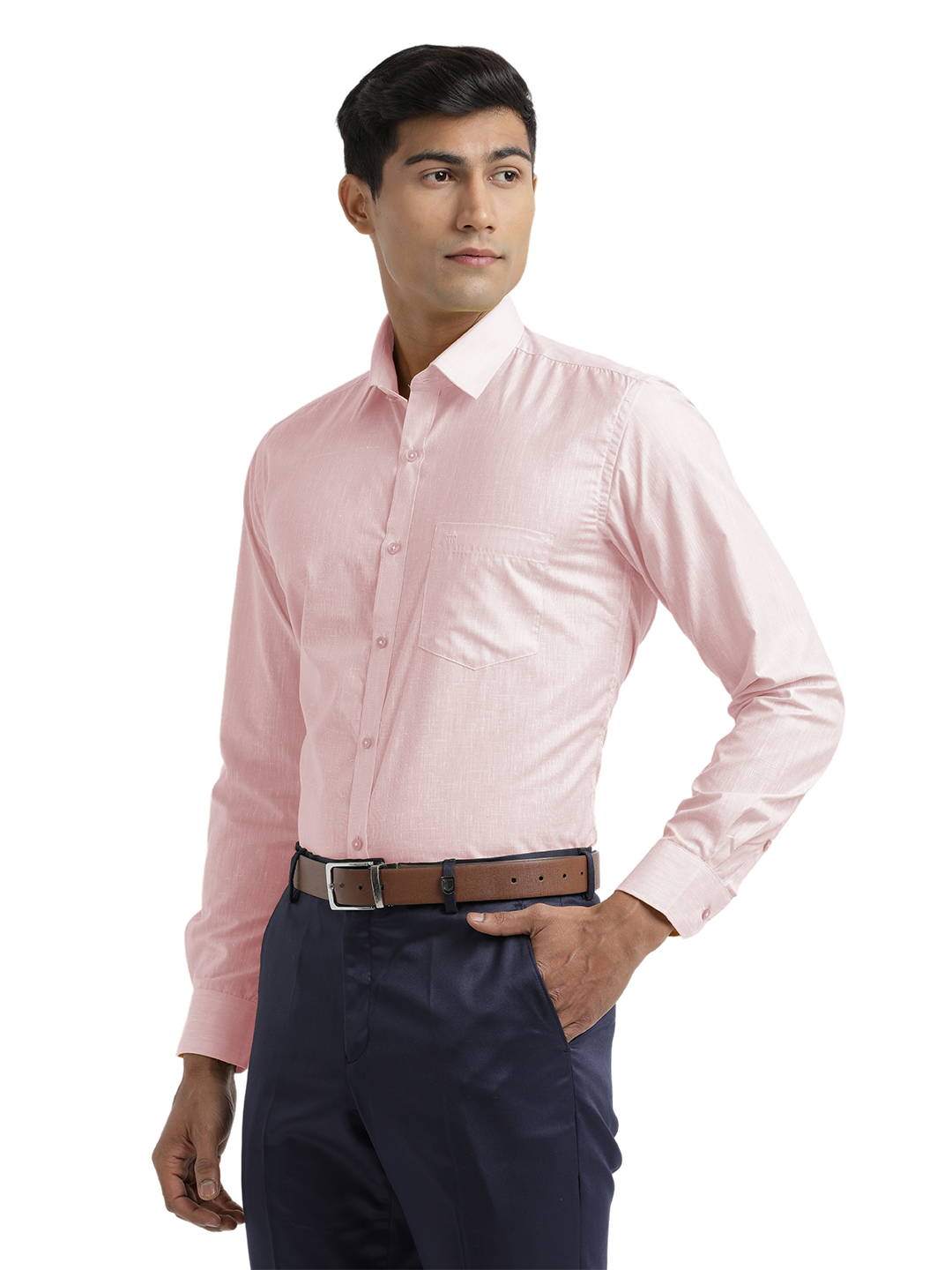 Baby Pink Poly Cotton Solid Shirt