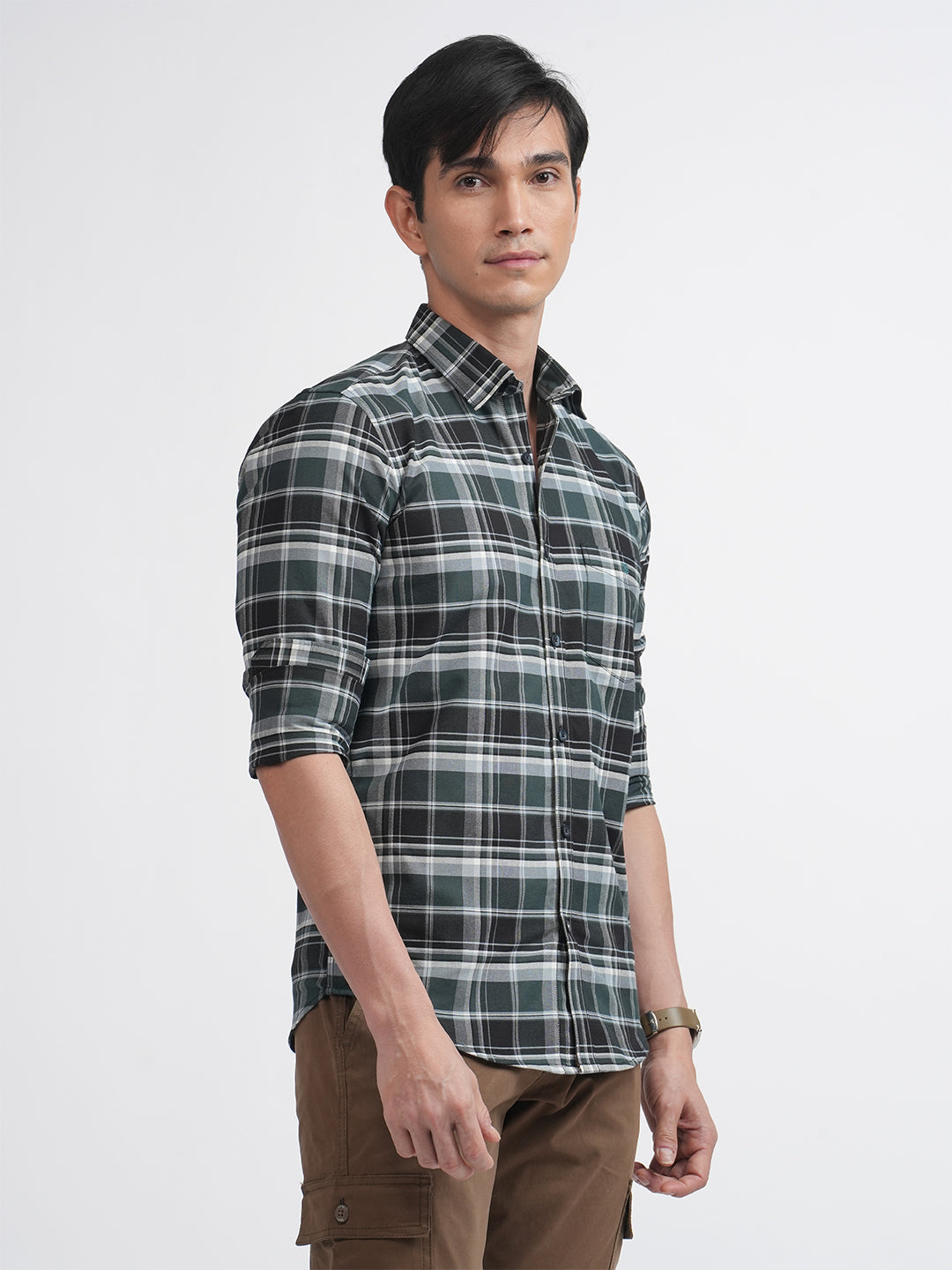 Emerald Green Matt Oxford Checked Shirt