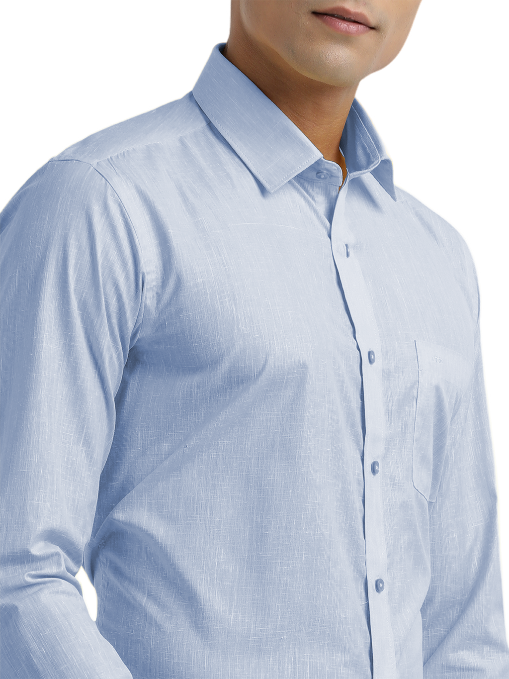 Blue Poly Cotton Solid Shirt