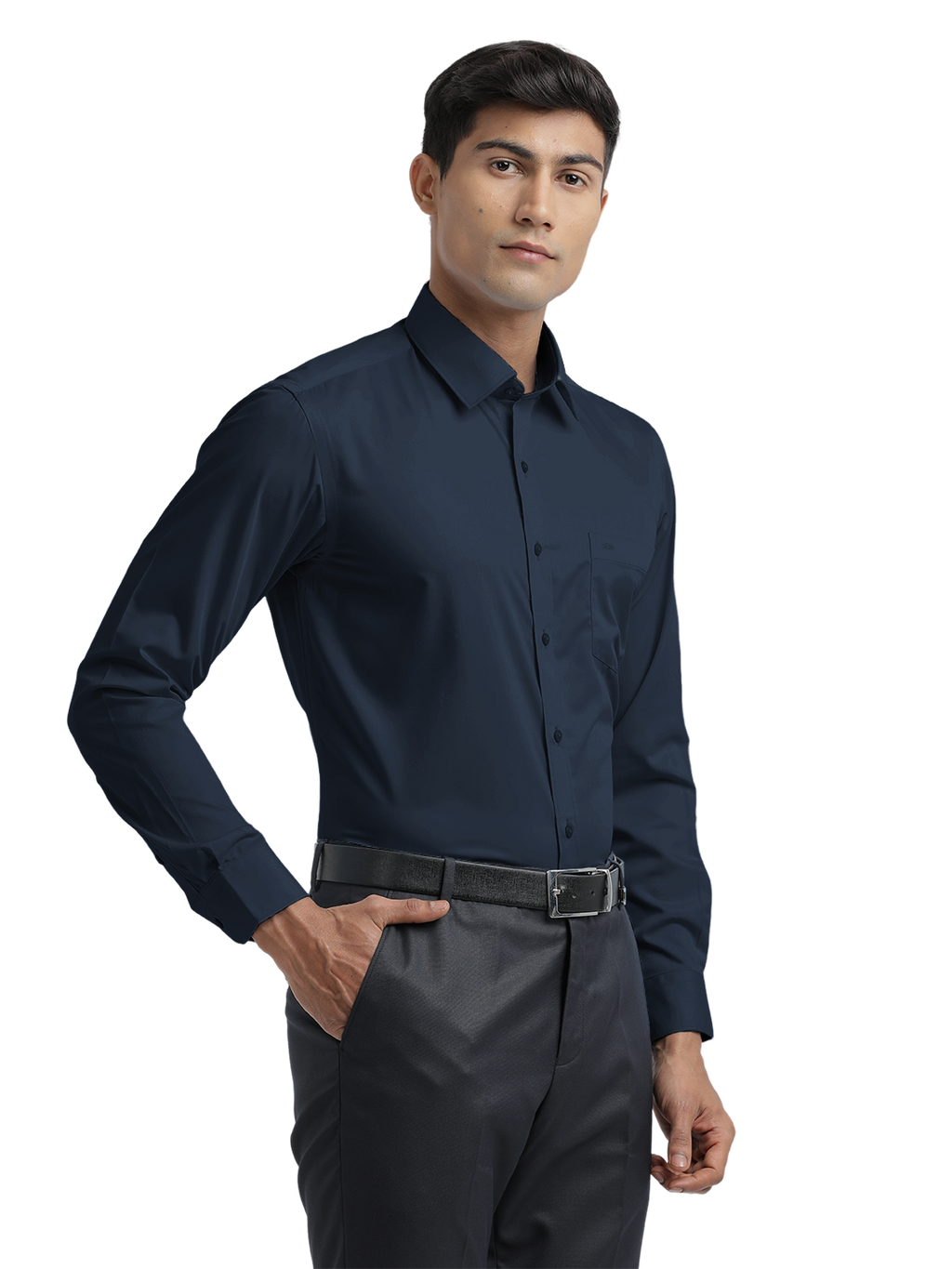 Navy Twill Wrinkle Free Solid Shirt