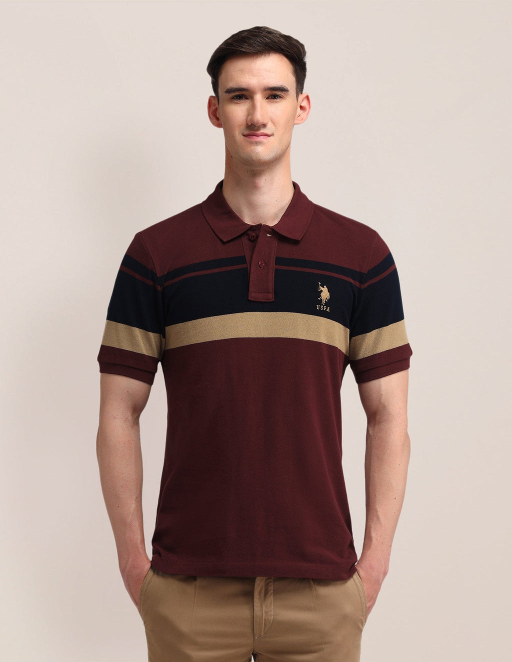 Horizontal Striped Slim Fit Polo Shirt