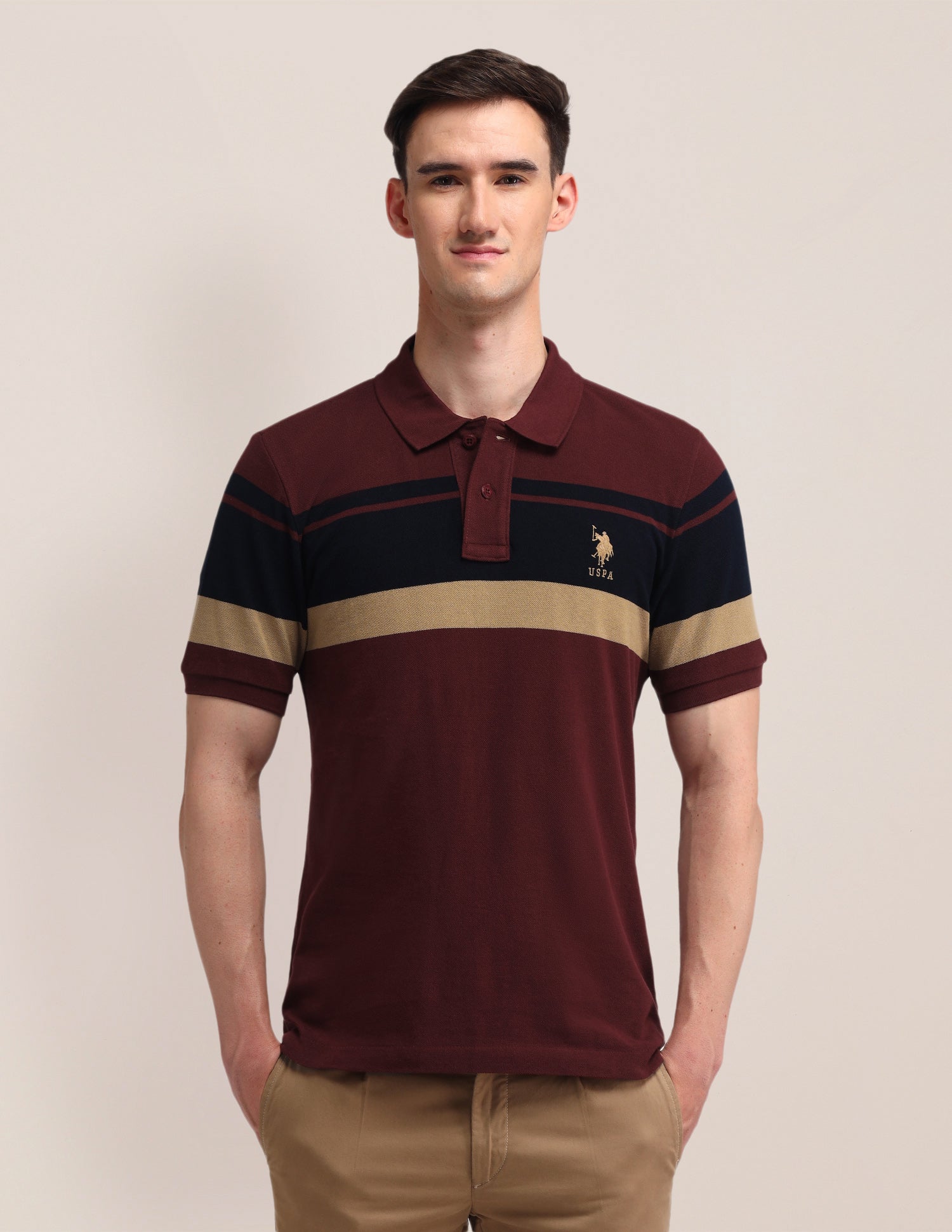Horizontal Striped Slim Fit Polo Shirt