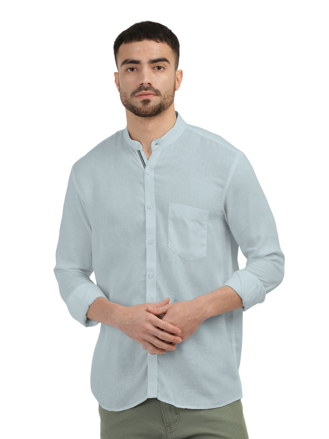 Mist Blue Solid Casual Shirt