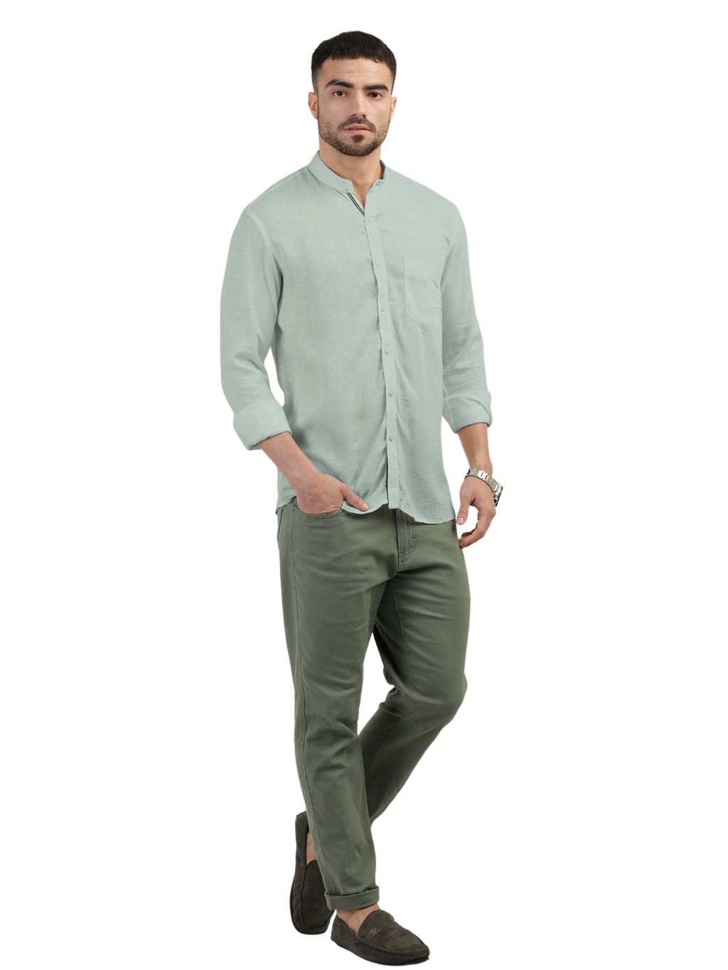 Apple Green Solid Casual Shirt