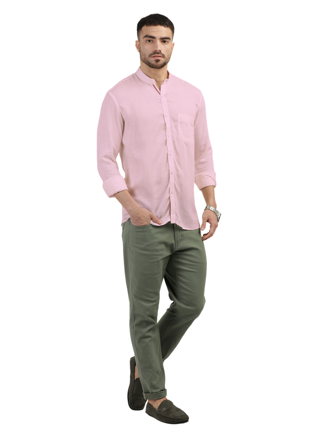 Baby Pink Solid Casual Shirt