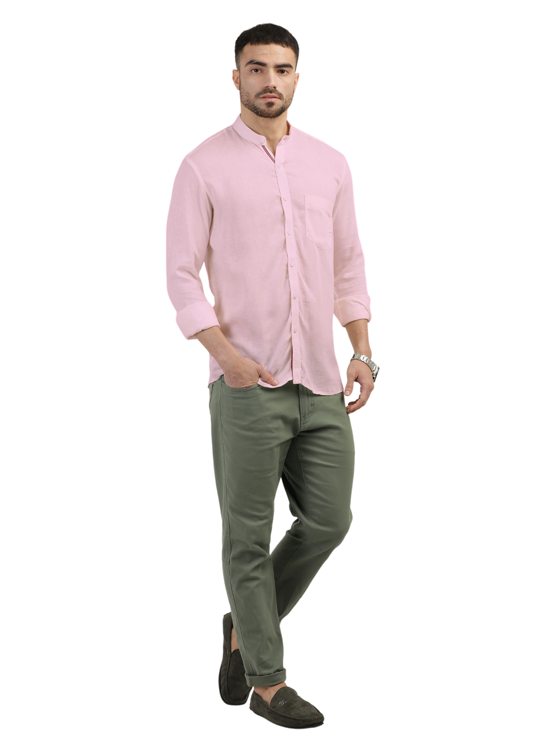 Baby Pink Solid Casual Shirt