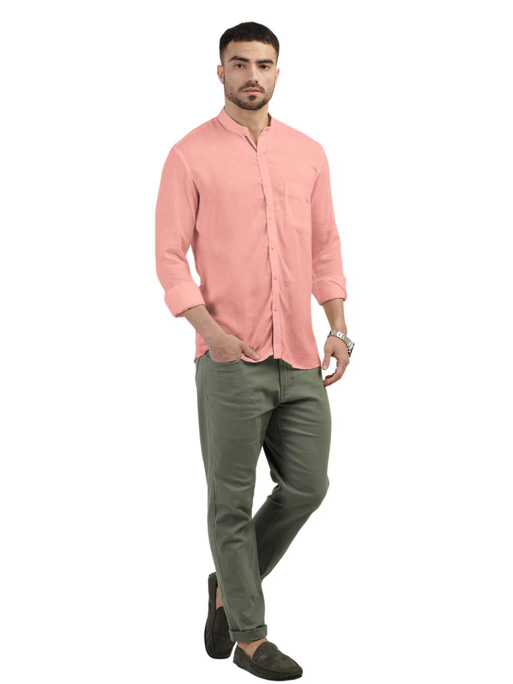 Coral Solid Casual Shirt