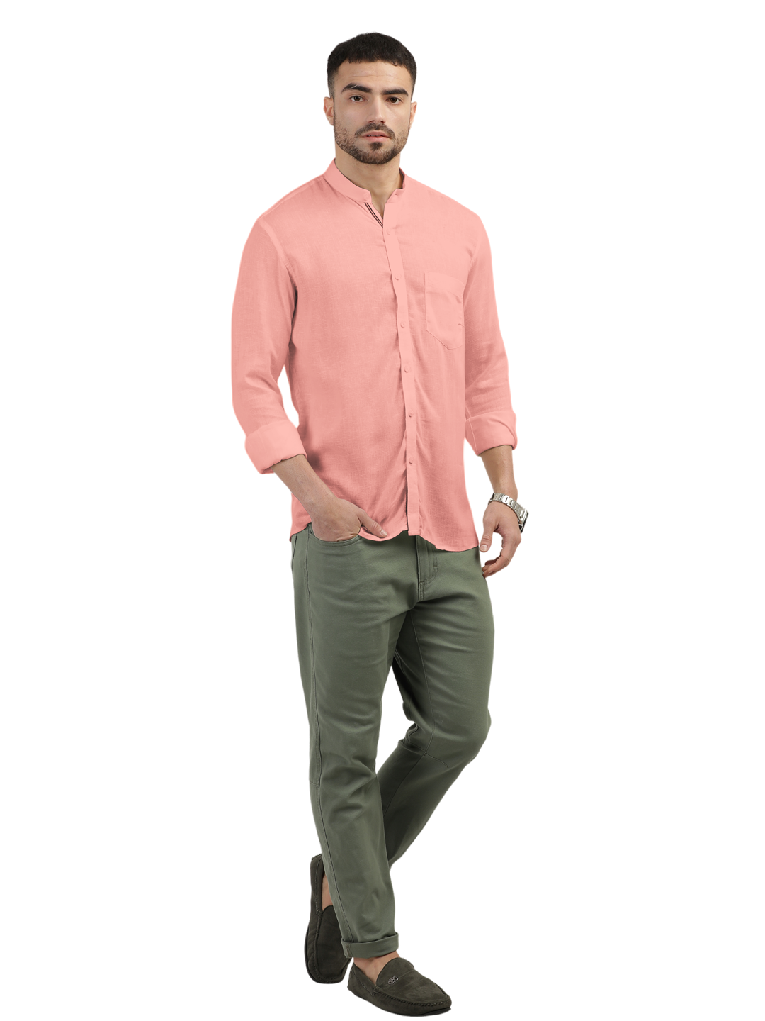 Coral Solid Casual Shirt