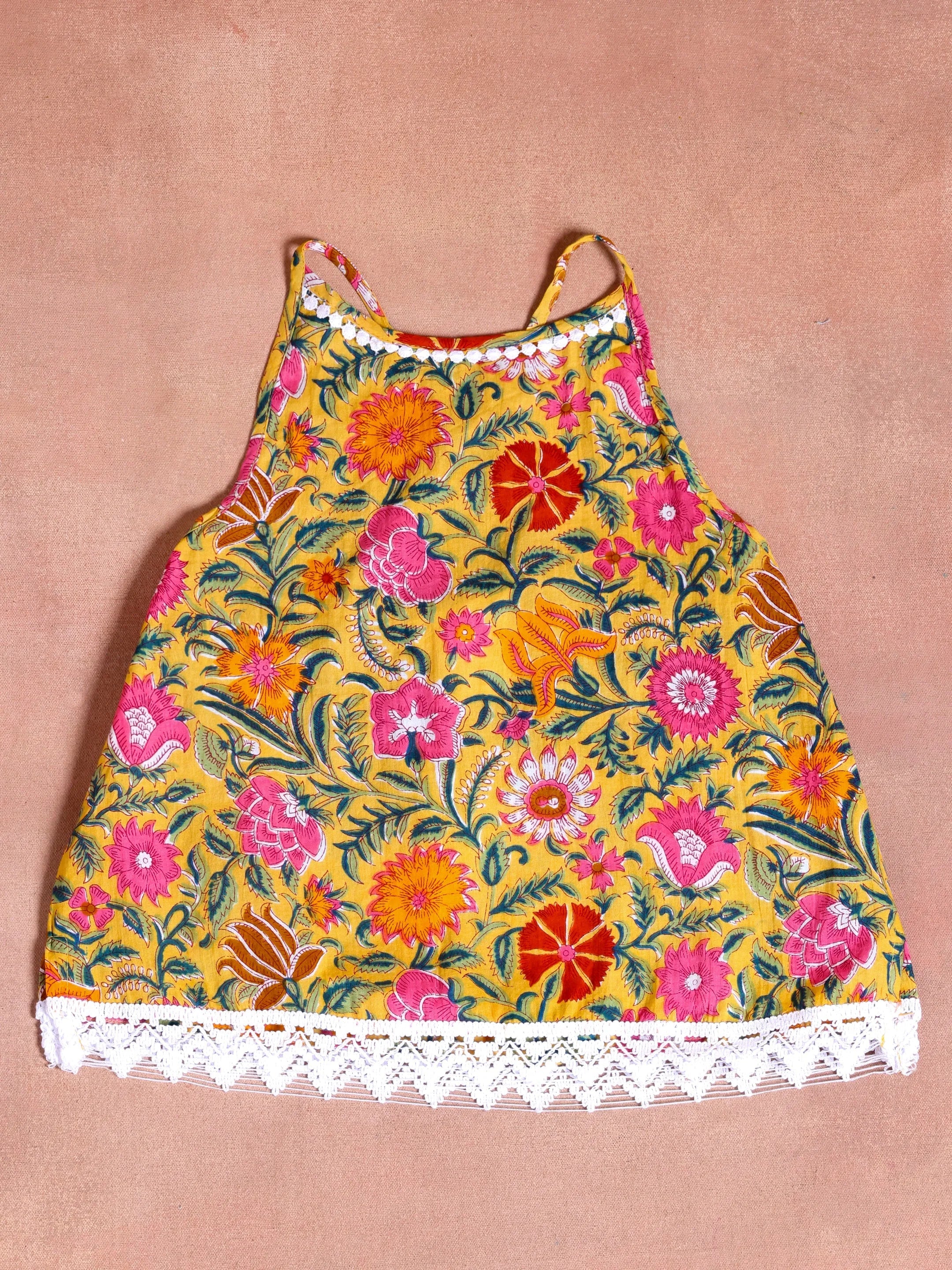 Kids Yellow Printed Cotton Co-Ords