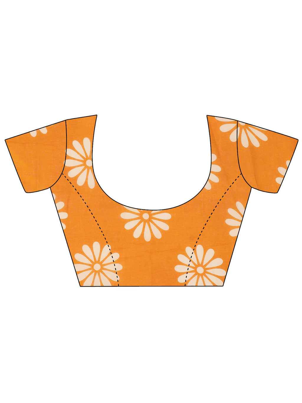 Mustard Printed Cotton Saree With Unstitched Blouse