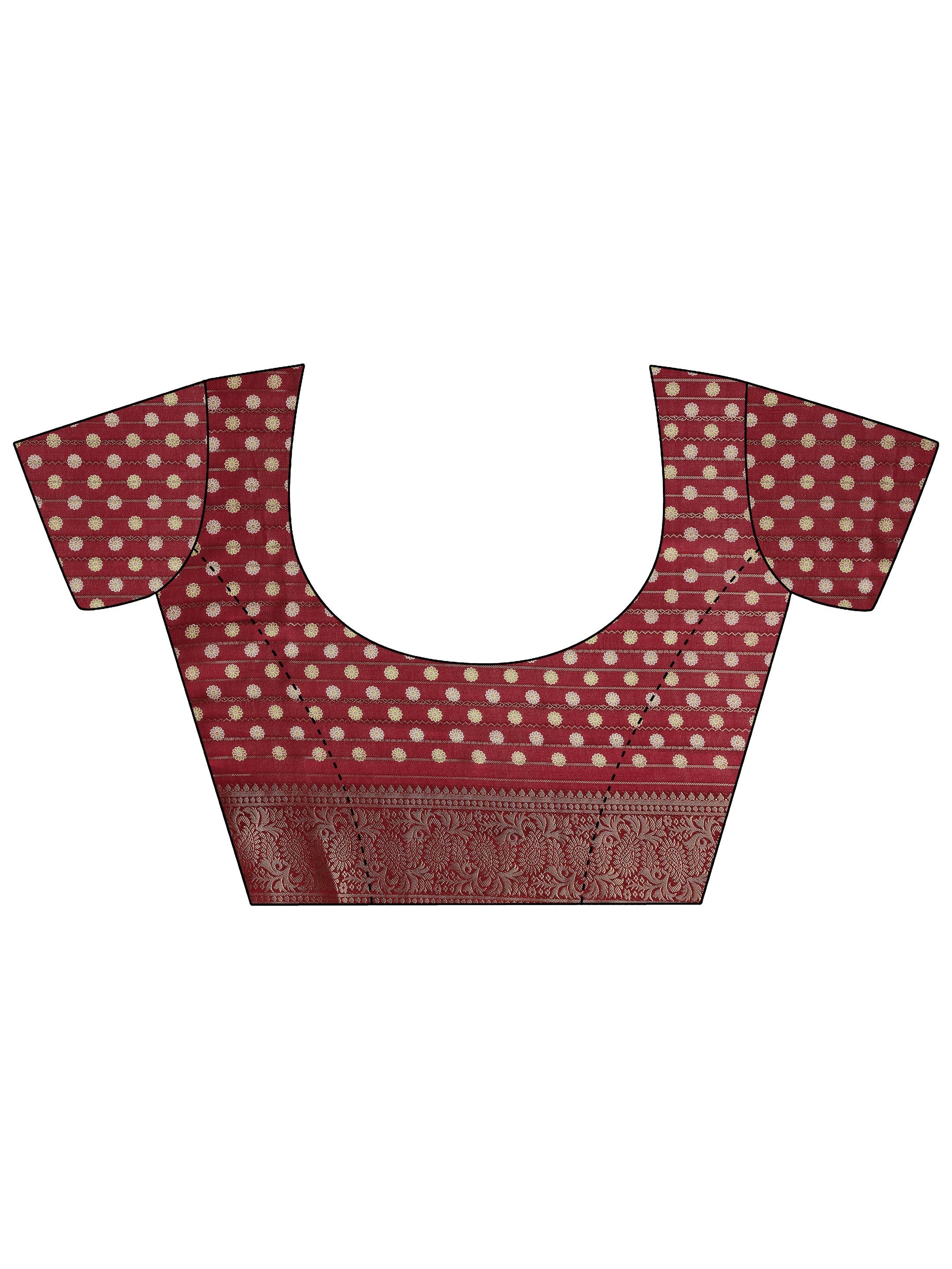 Burgundy Woven Design Georgette Saree With Unstitched Blouse Piece
