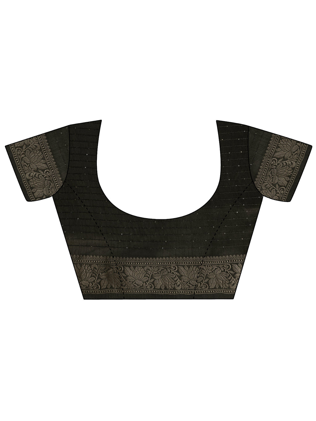 Black Printed Silk Saree With Unstitched Blouse Piece