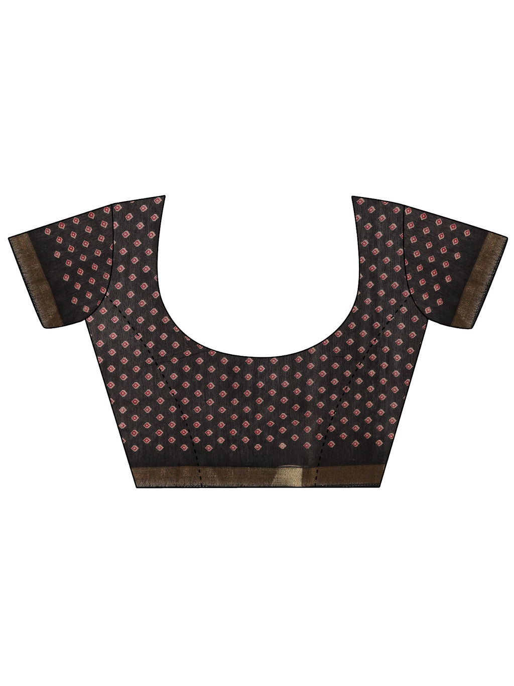 Maroon Printed Cotton Blend Saree With Unstitched Blouse Piece