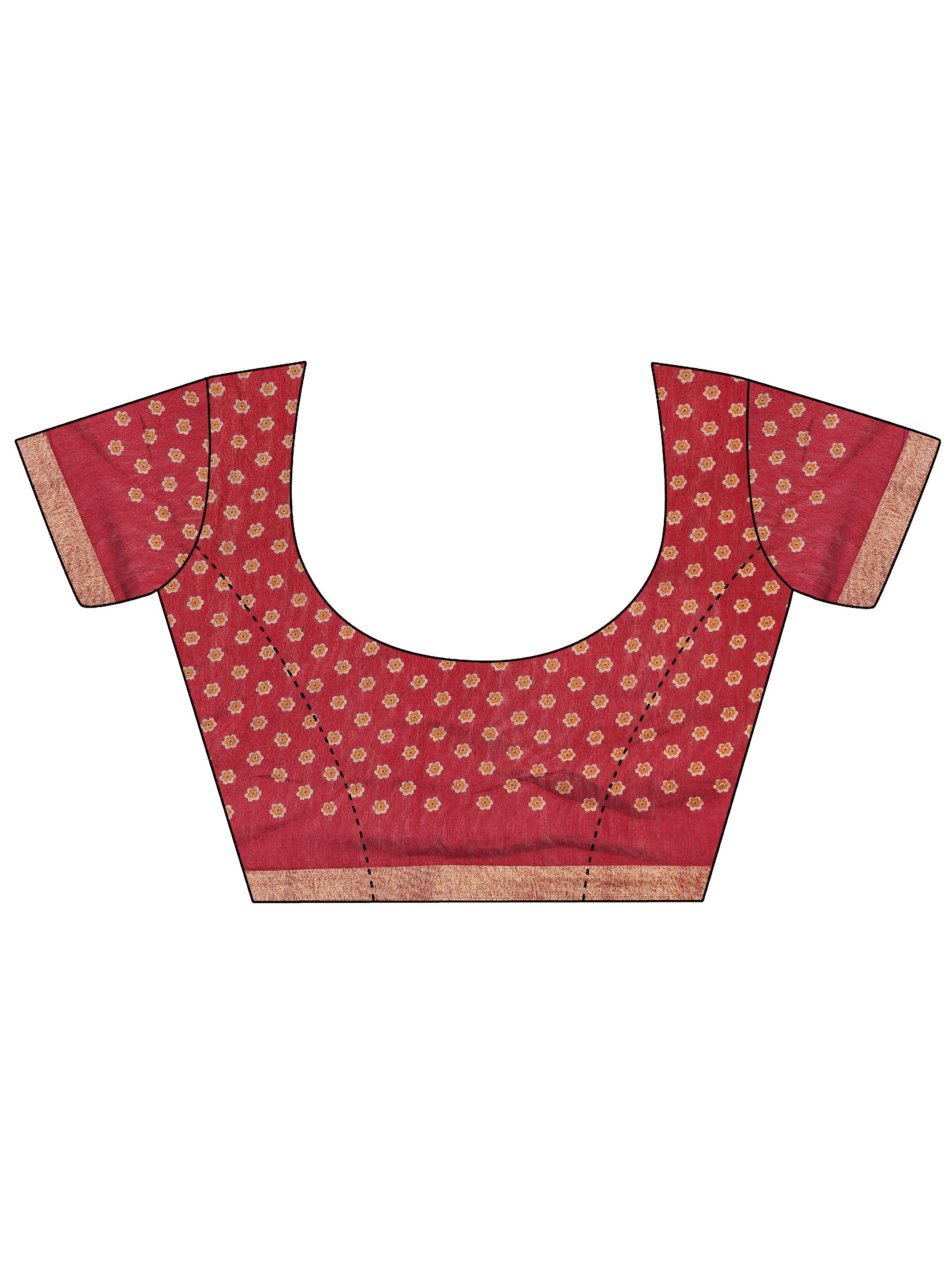 Mustard Printed Cotton Blend Saree With Unstitched Blouse Piece