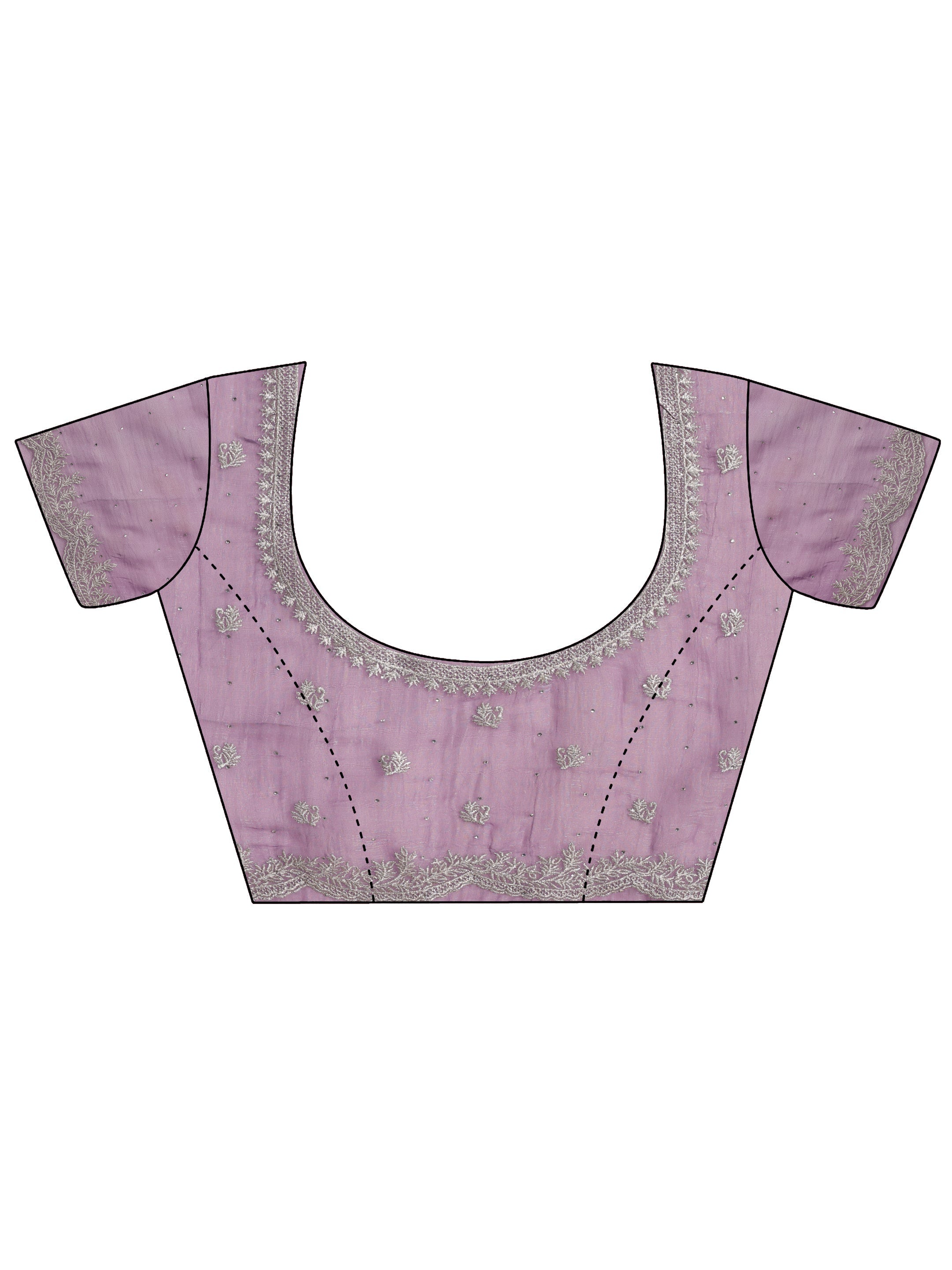 Lavender Embellished Silk blend Saree With Unstitched Blouse Piece