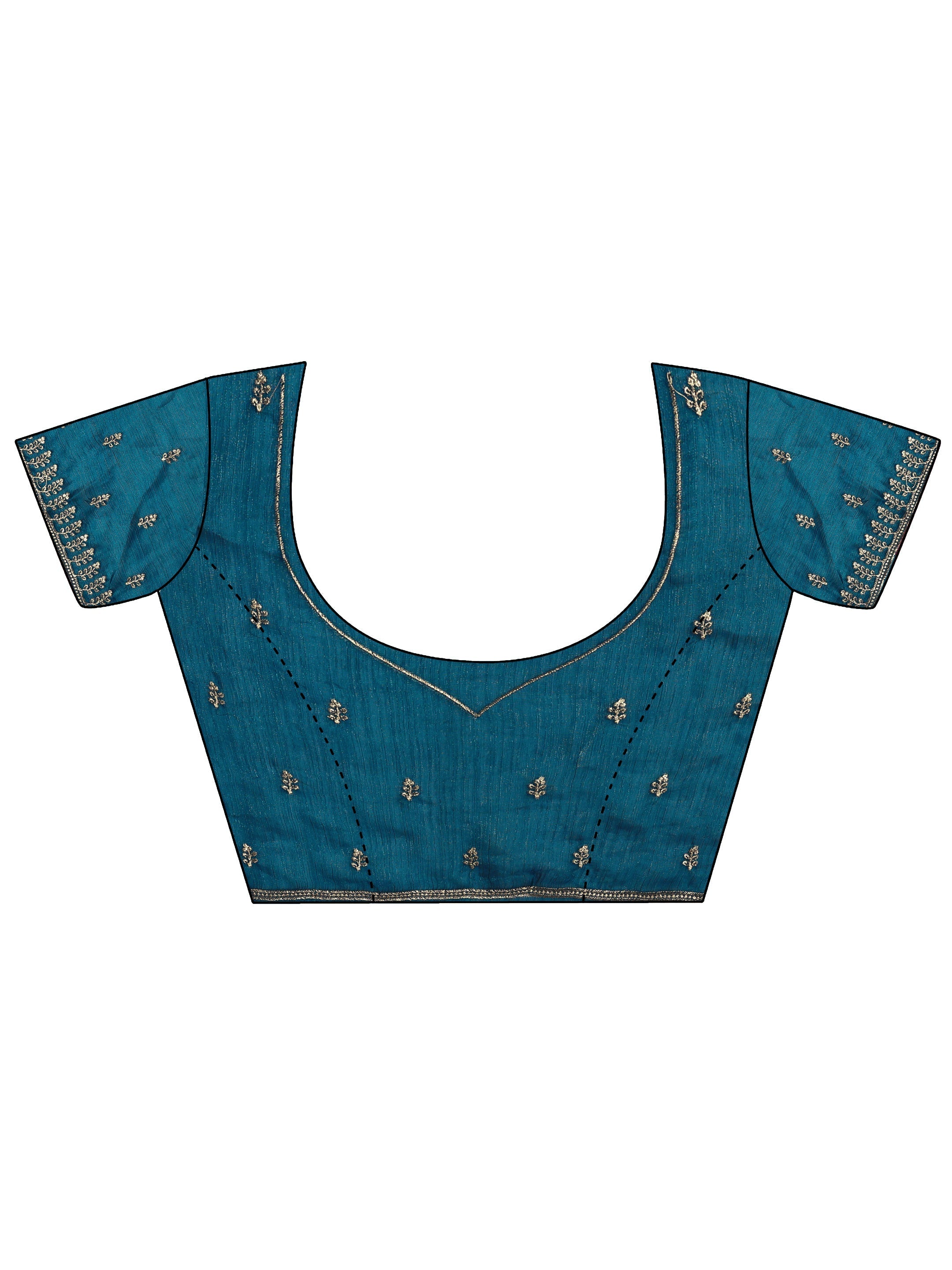 Blue Embellished Chiffon Saree With Unstitched Blouse Piece