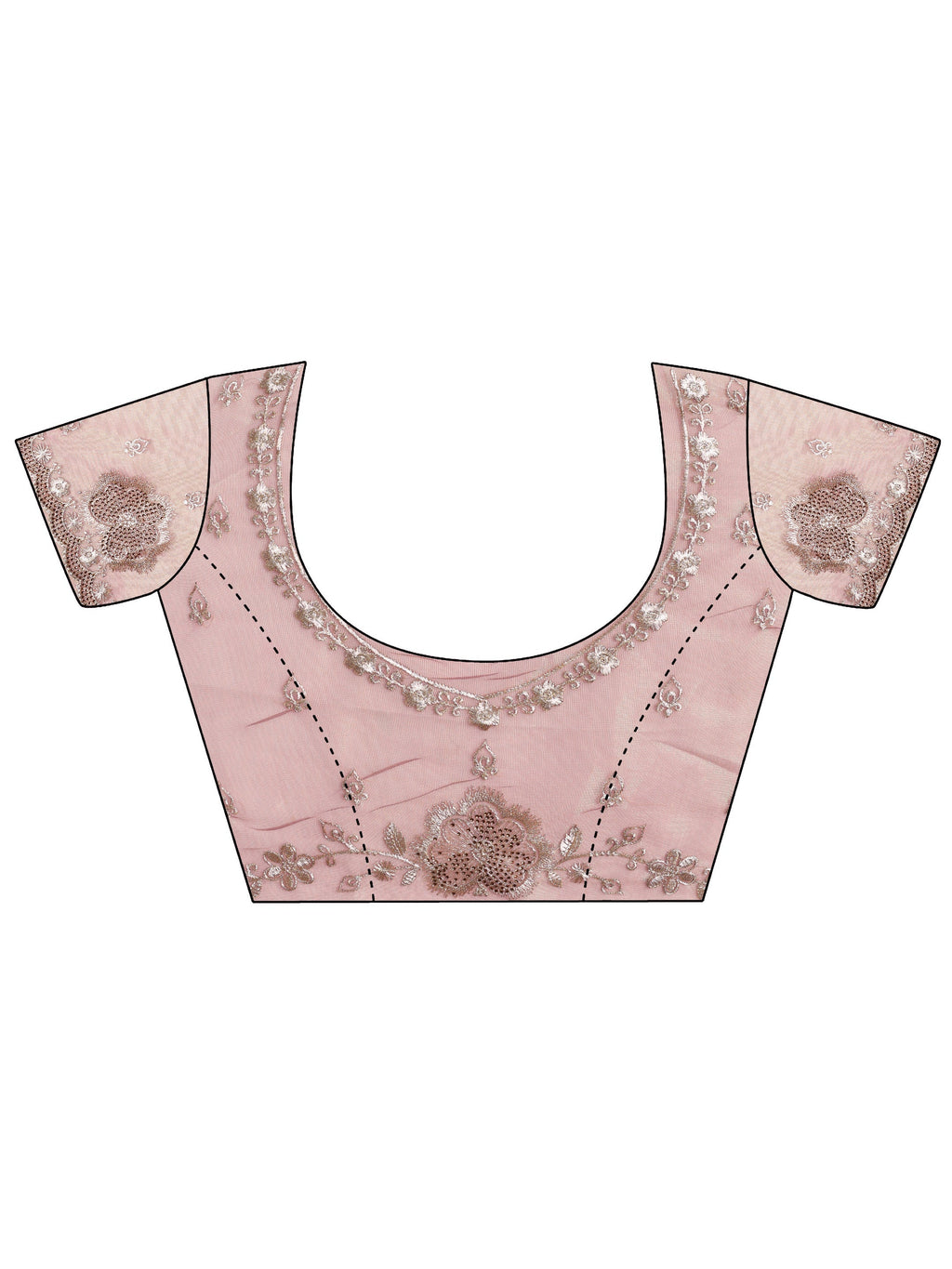 Mauve Embroidered Nylon Saree With Unstitched Blouse Piece