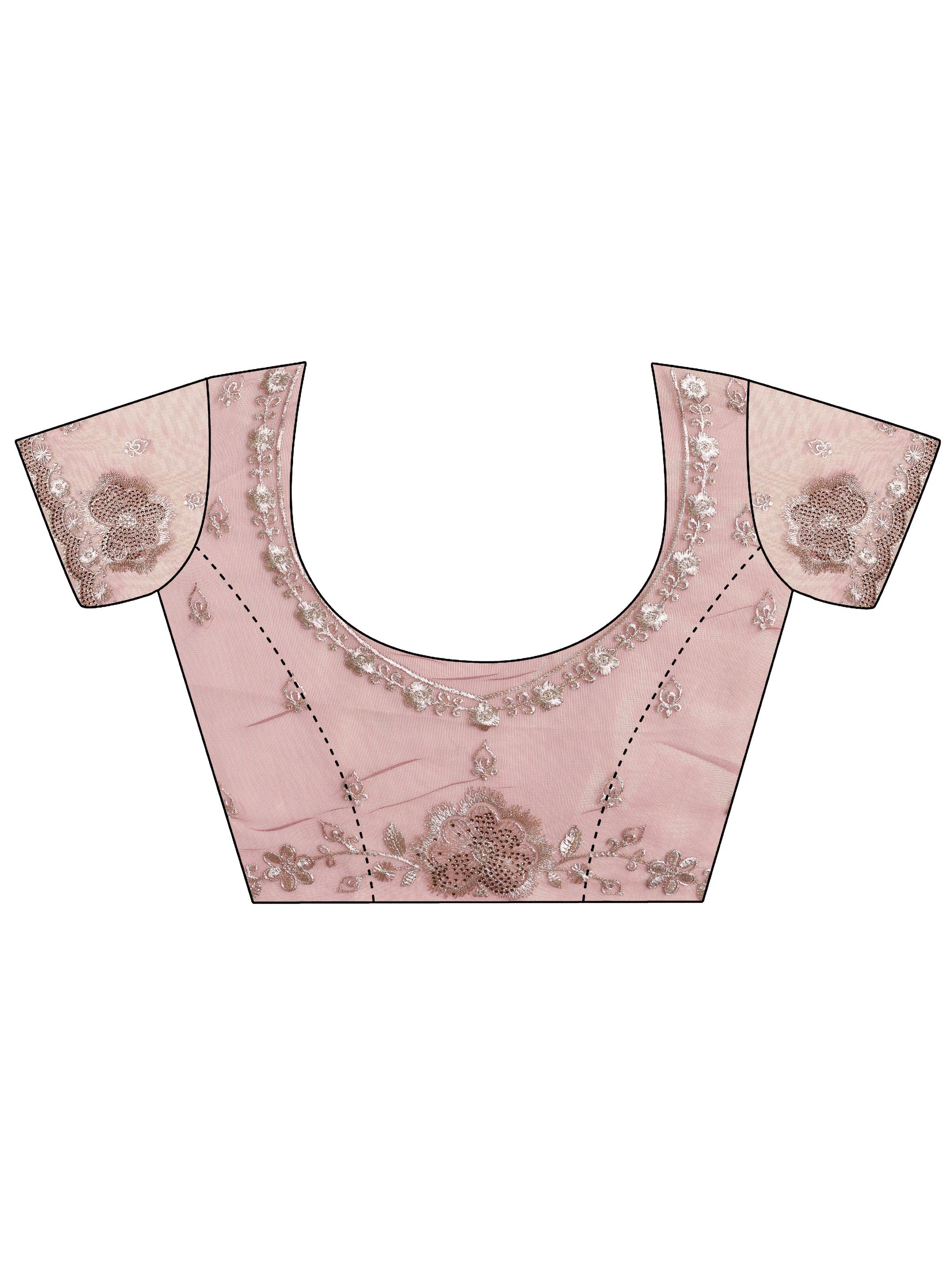 Mauve Embroidered Nylon Saree With Unstitched Blouse Piece