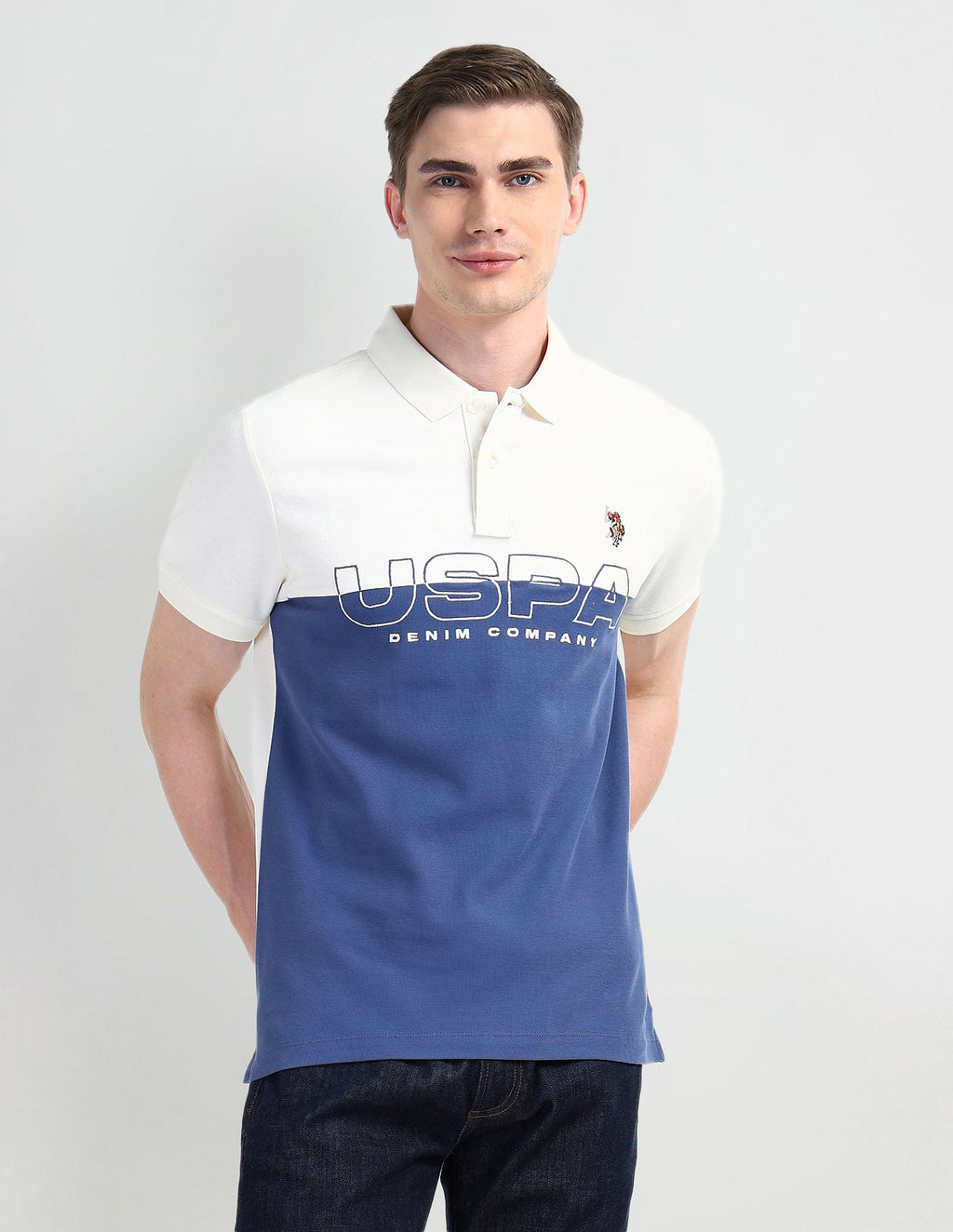 Muscle Fit Colour Blocked Polo Shirt