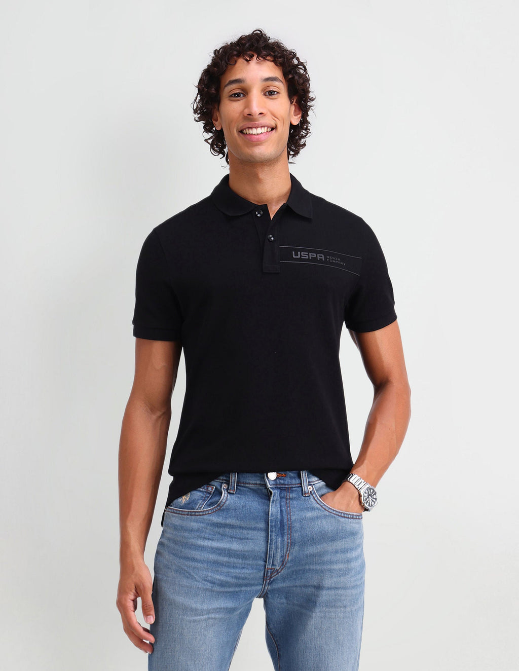 Muscle Fit Brand Printed Polo Shirt