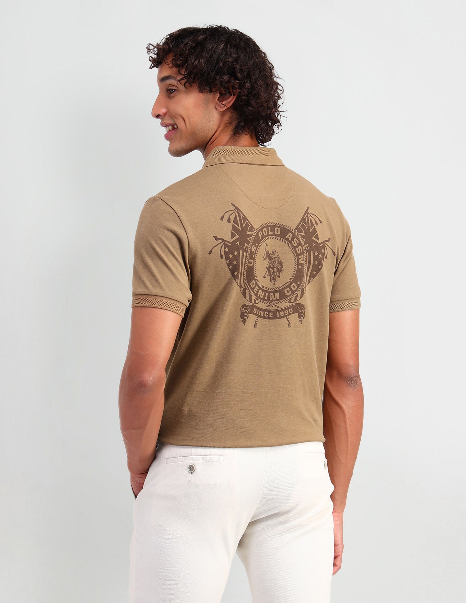 Muscle Fit Brand Print Polo Shirt
