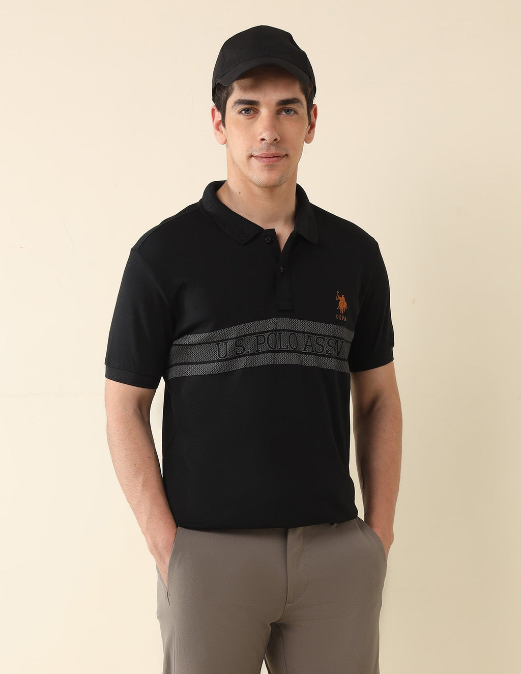 Brand Printed Modern Monochrome Polo Shirt