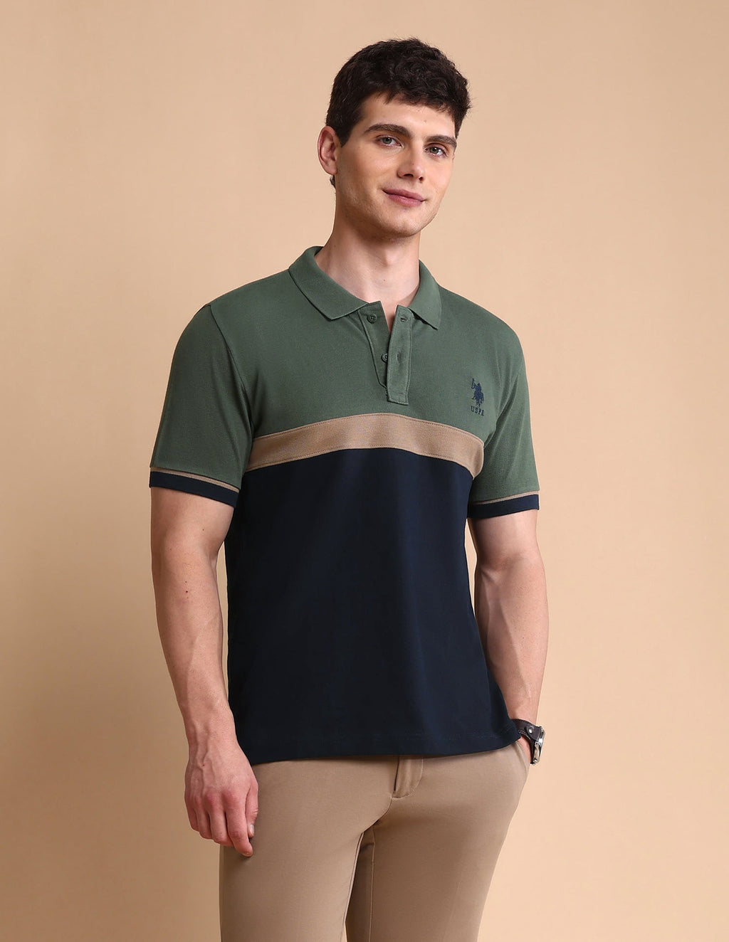 Colourblocked Slim Fit Polo Shirt