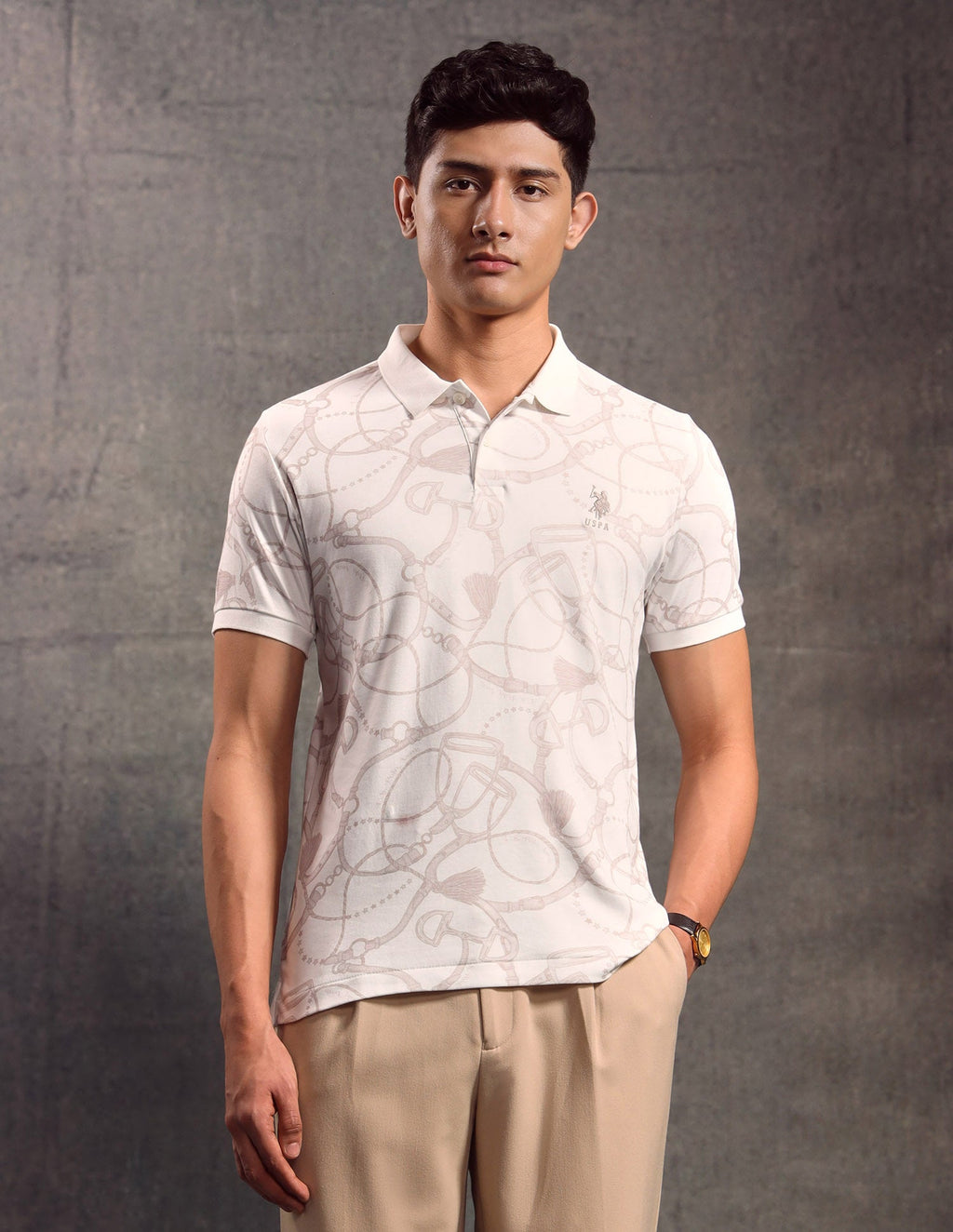 All-Over Printed Muscle Fit Polo shirt