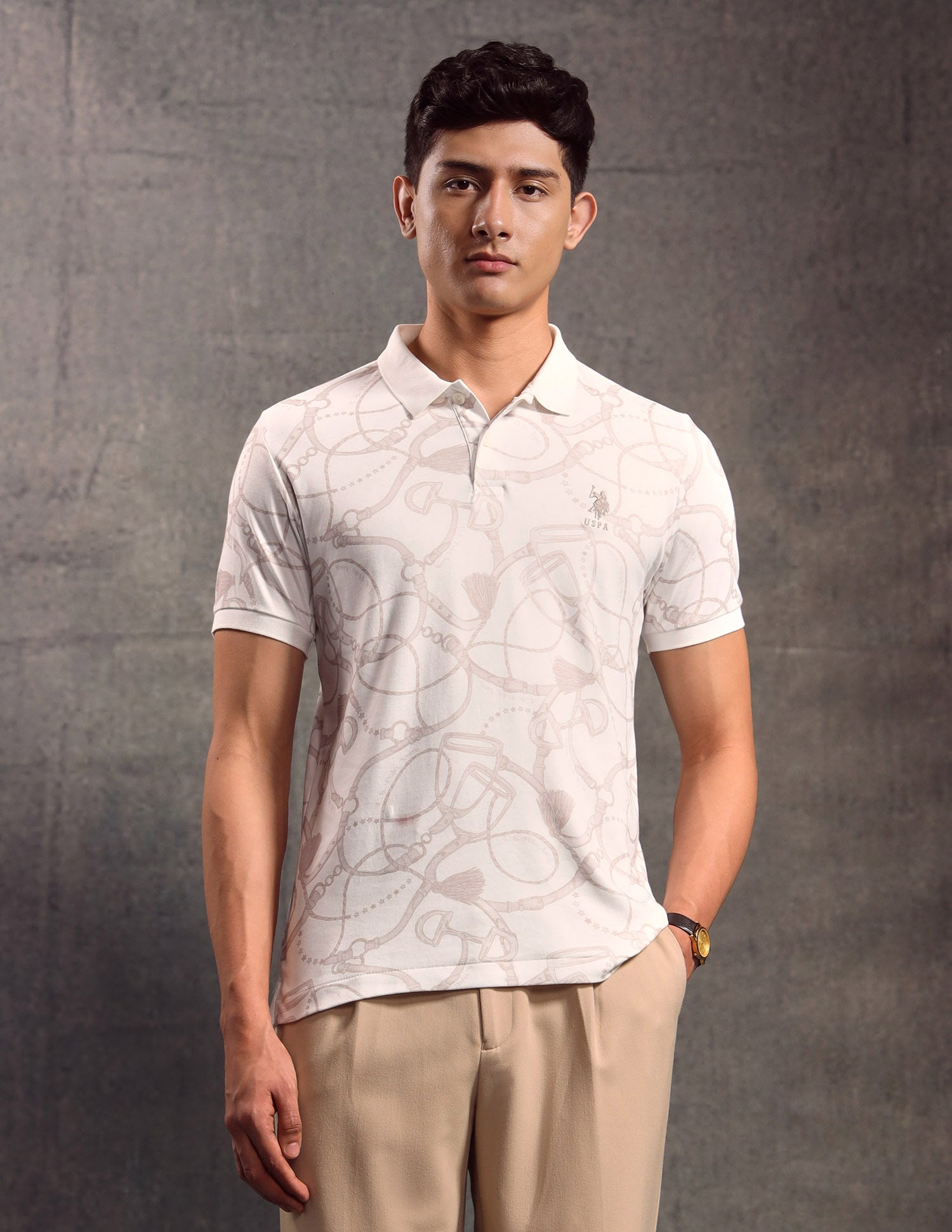 All-Over Printed Muscle Fit Polo shirt