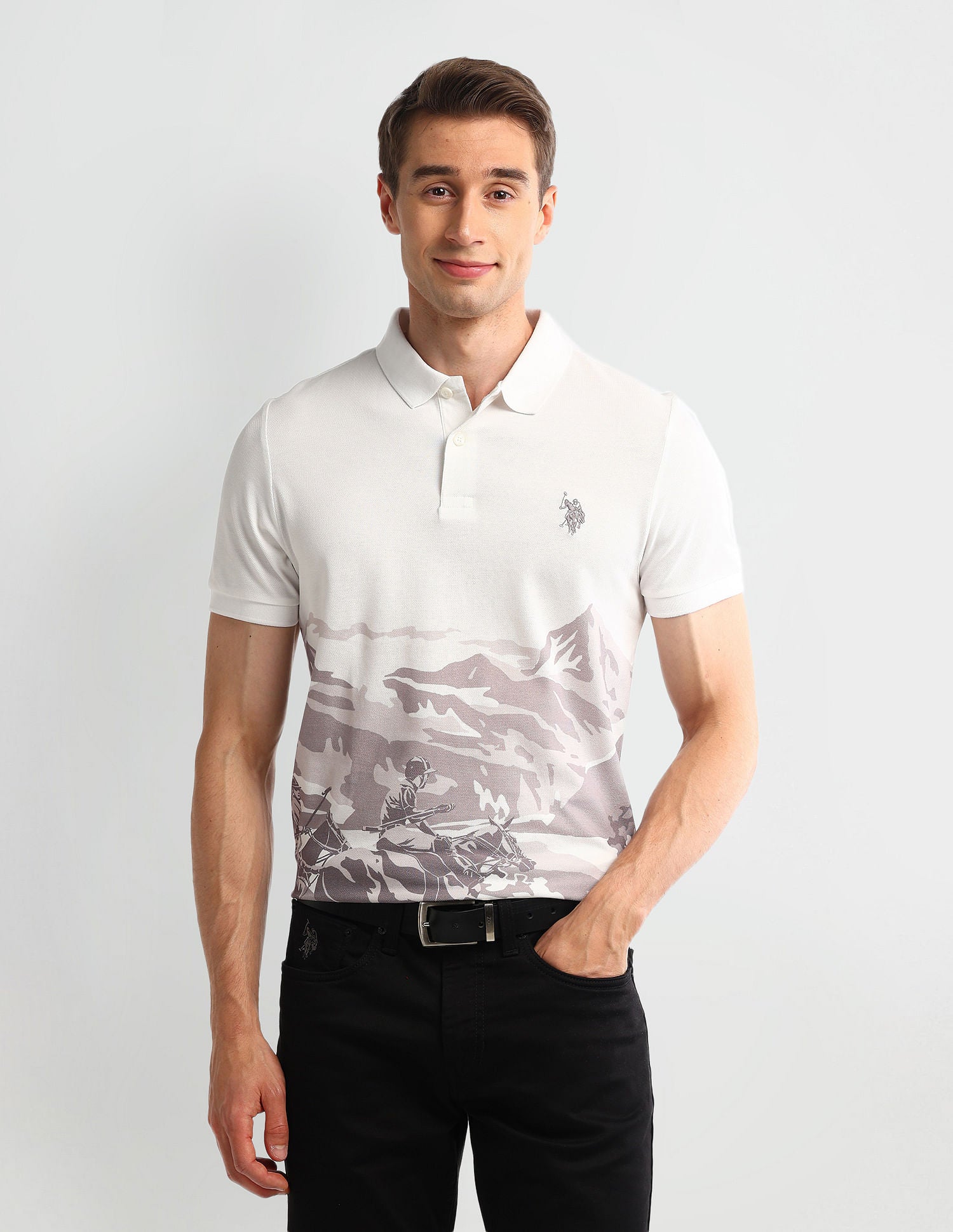 Muscle Fit Graphic Polo Shirt