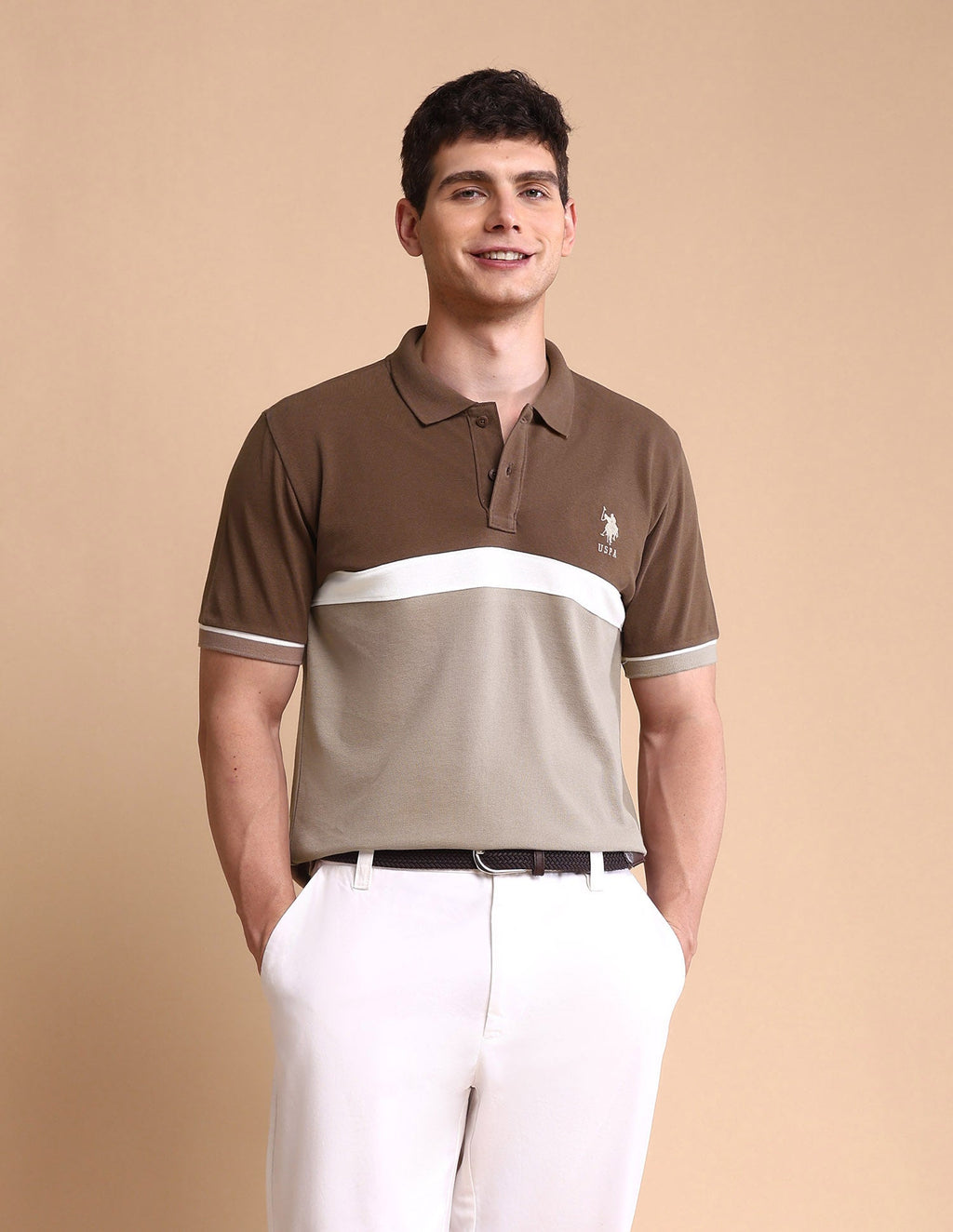 Colourblocked Slim Fit Polo Shirt