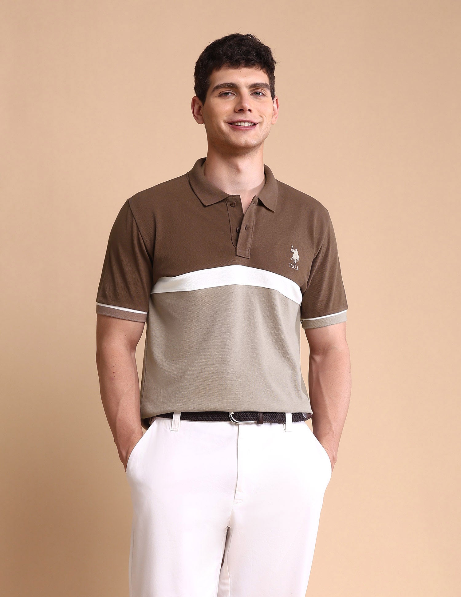 Colourblocked Slim Fit Polo Shirt