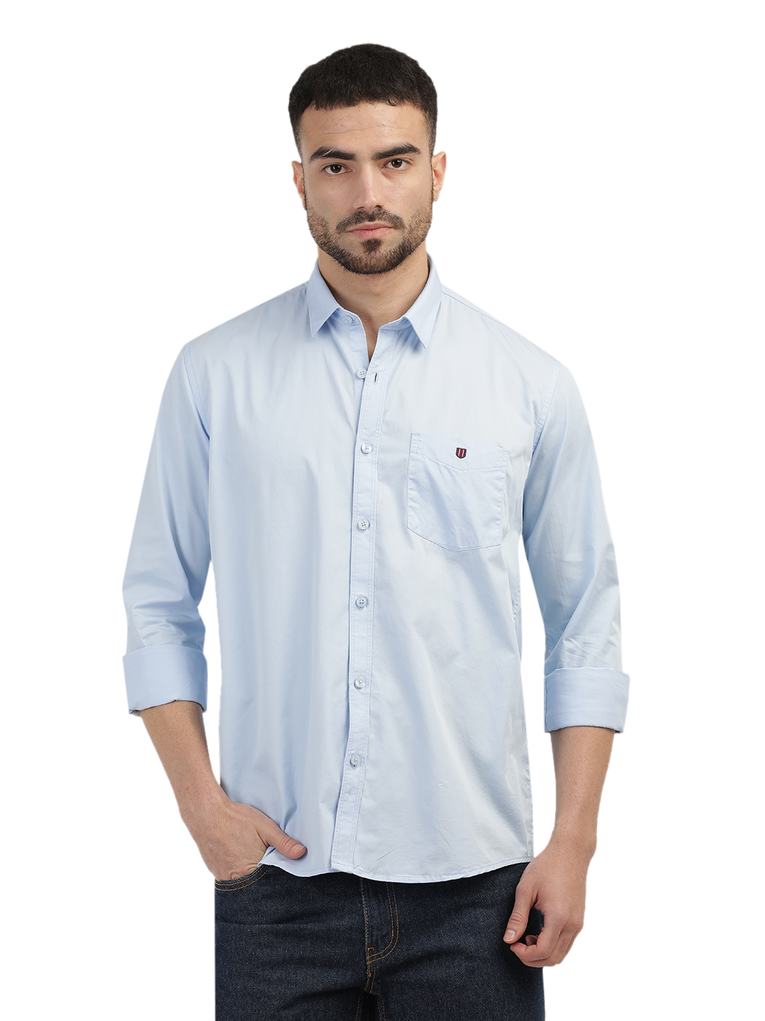 Light Blue Twill Solid Shirt