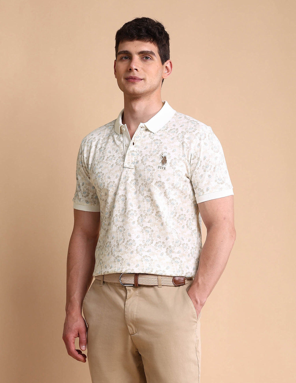 Floral Printed Slim Fit Polo Shirt