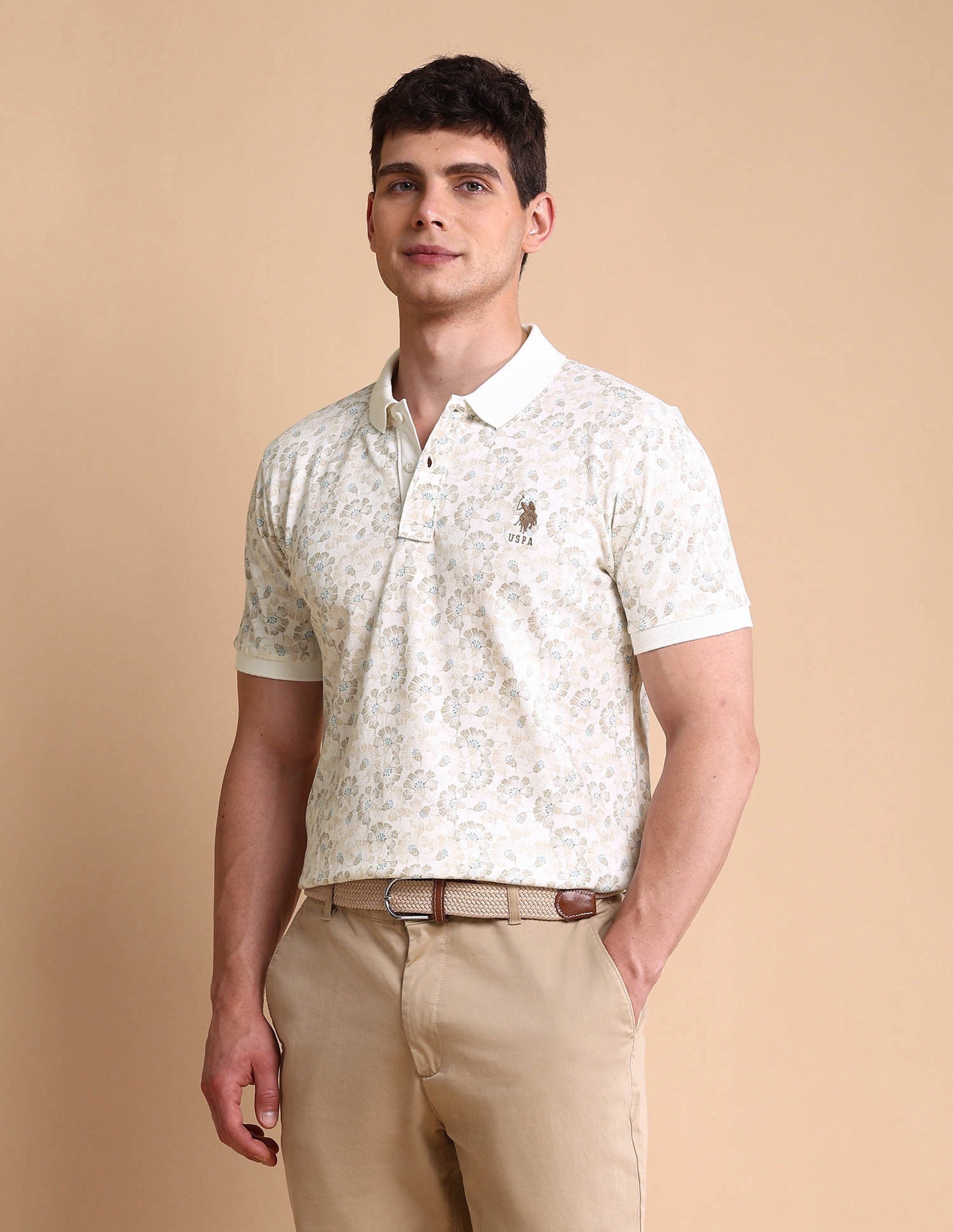 Floral Printed Slim Fit Polo Shirt