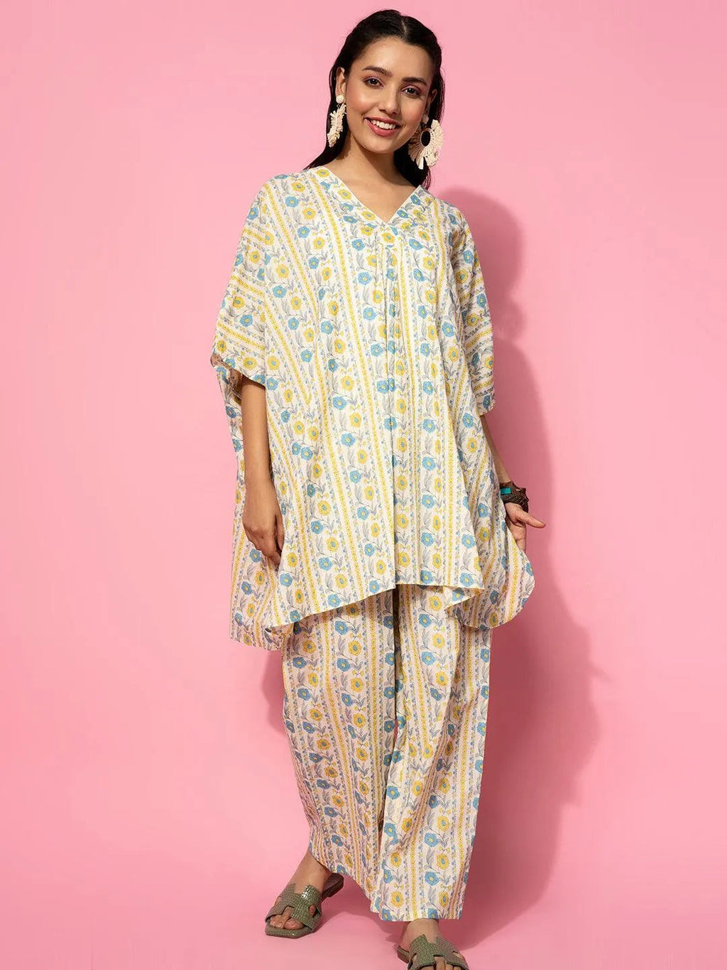 Cream Printed Cotton Co-Ords