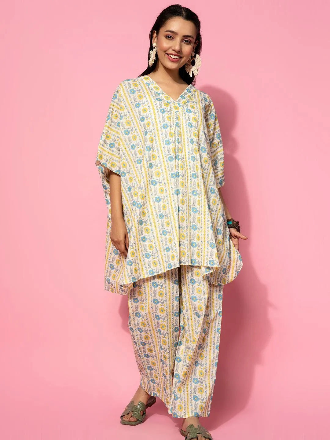 Cream Printed Cotton Co-Ords