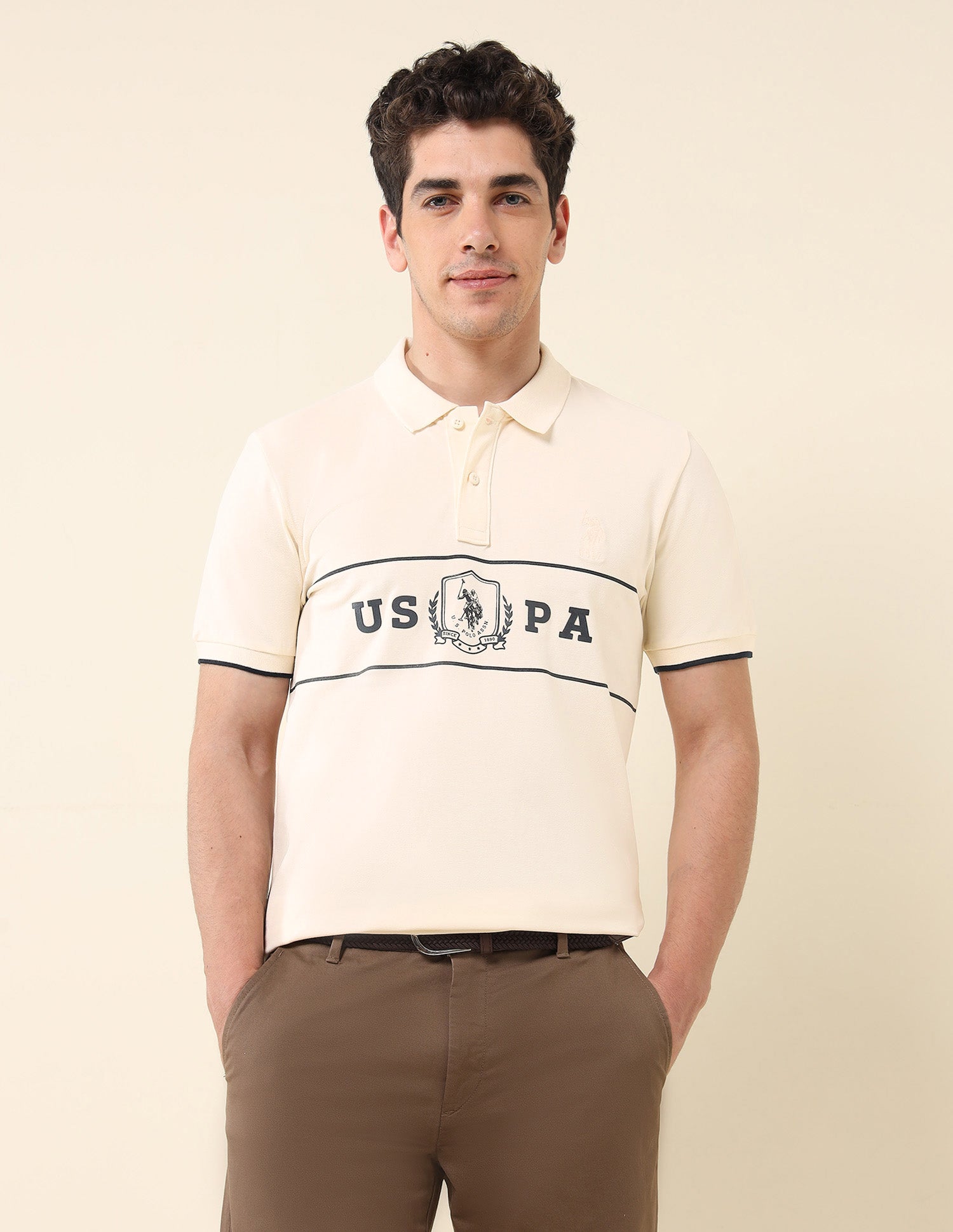 Brand Printed Slim Fit Classic Polo Shirt