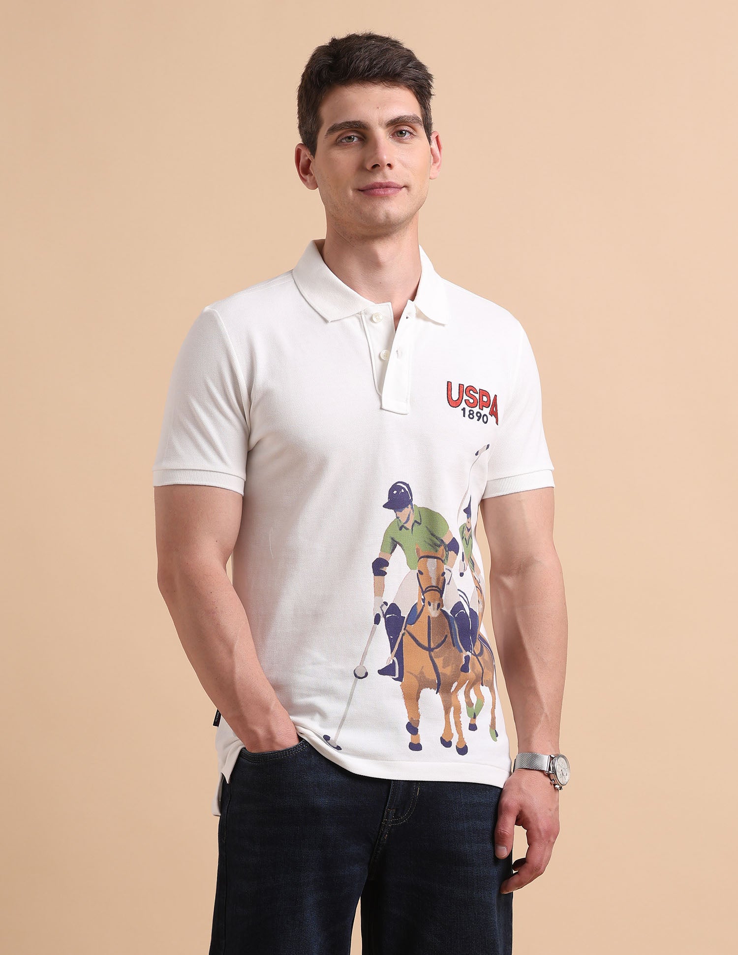 Brand Printed Pure Cotton Polo Shirt
