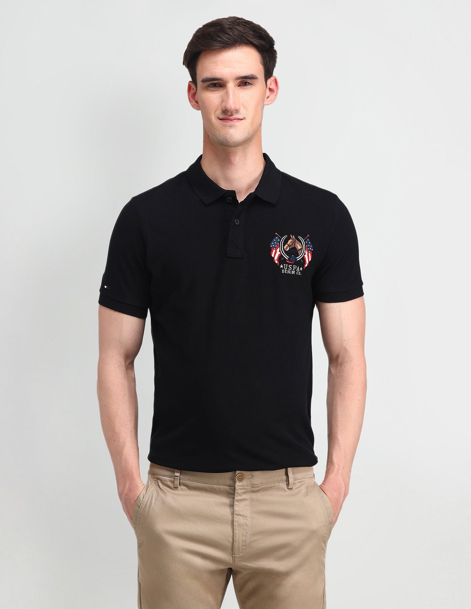 Brand Embroidered Cotton Polo Shirt