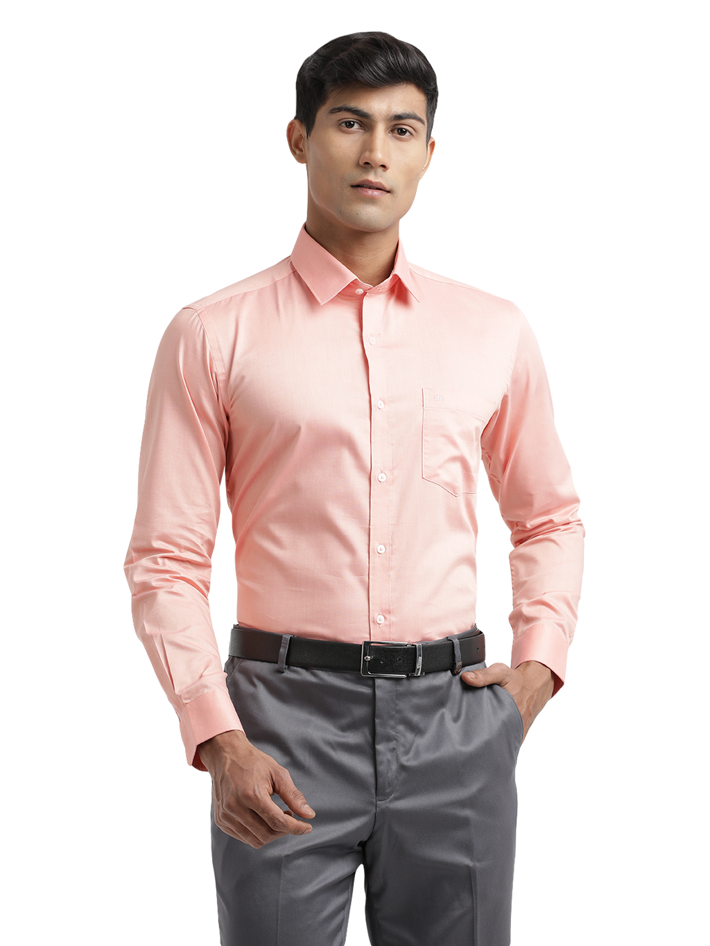 Peach Micro Oxford Solid Shirt