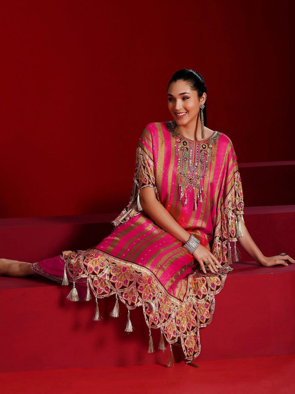 Libas Art Pink Printed Silk Blend Co-Ords