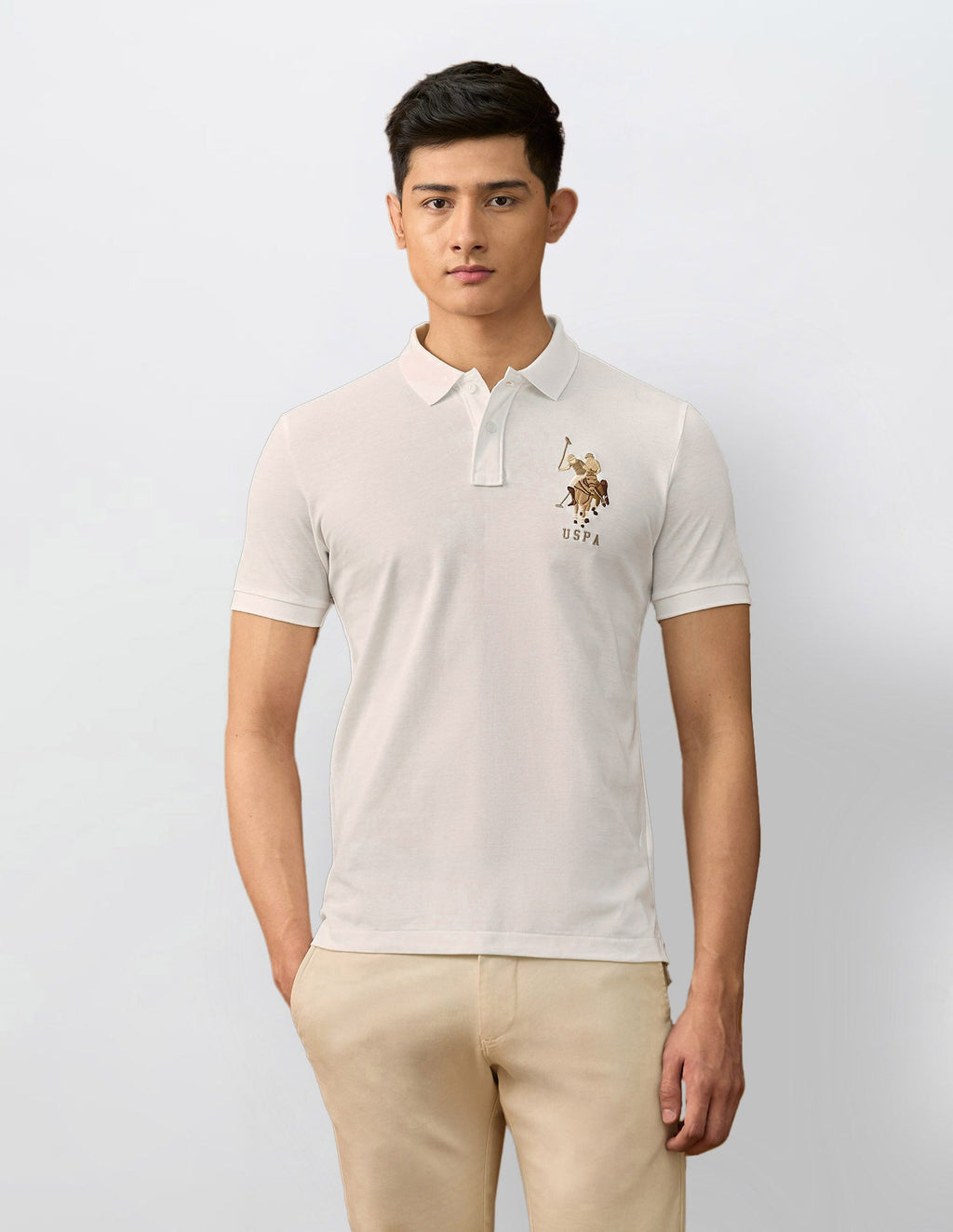Brand Embroidered Varsity Polo Shirt