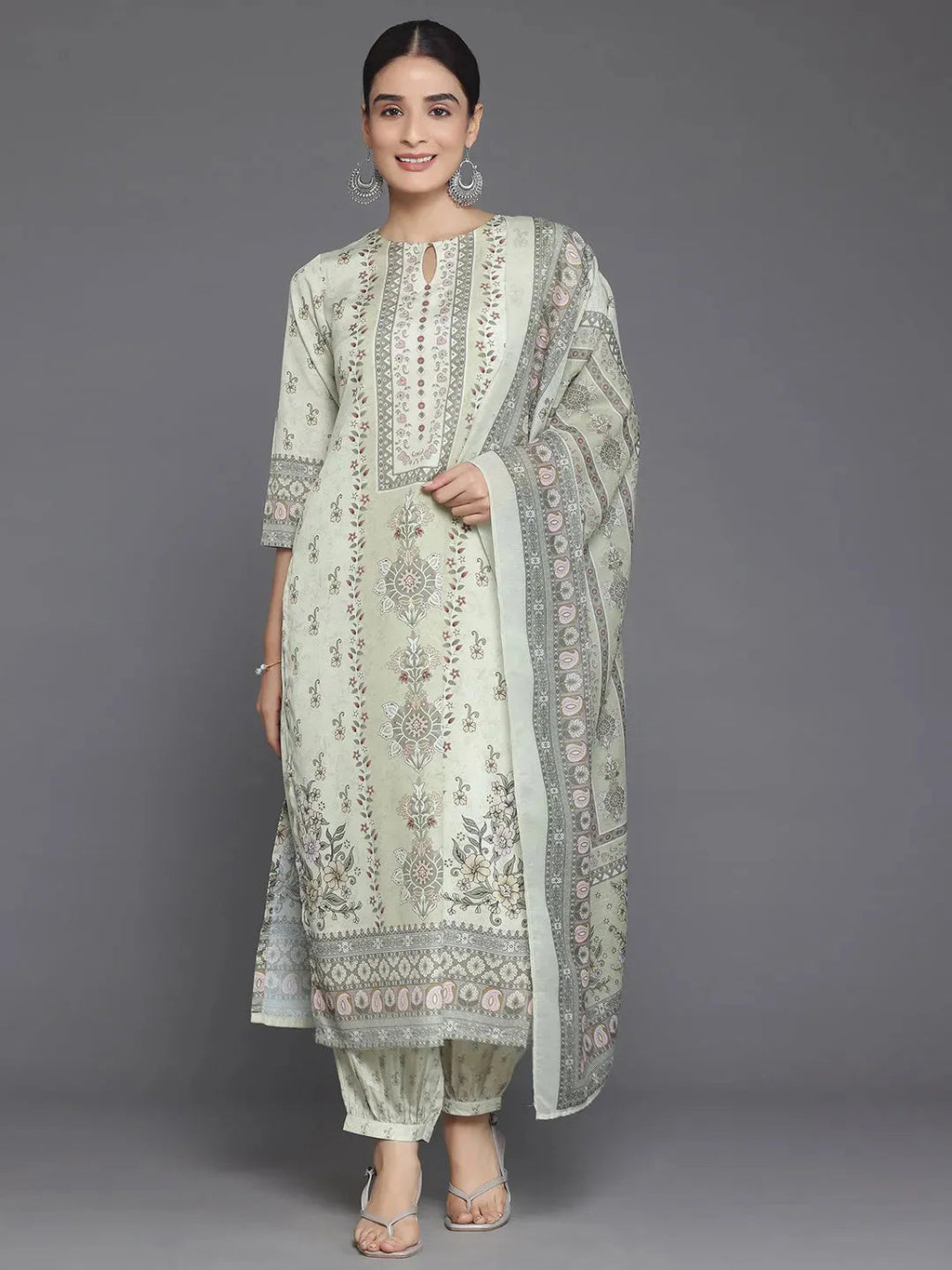 Lemon Printed Poly Crepe Straight Suit With Dupatta